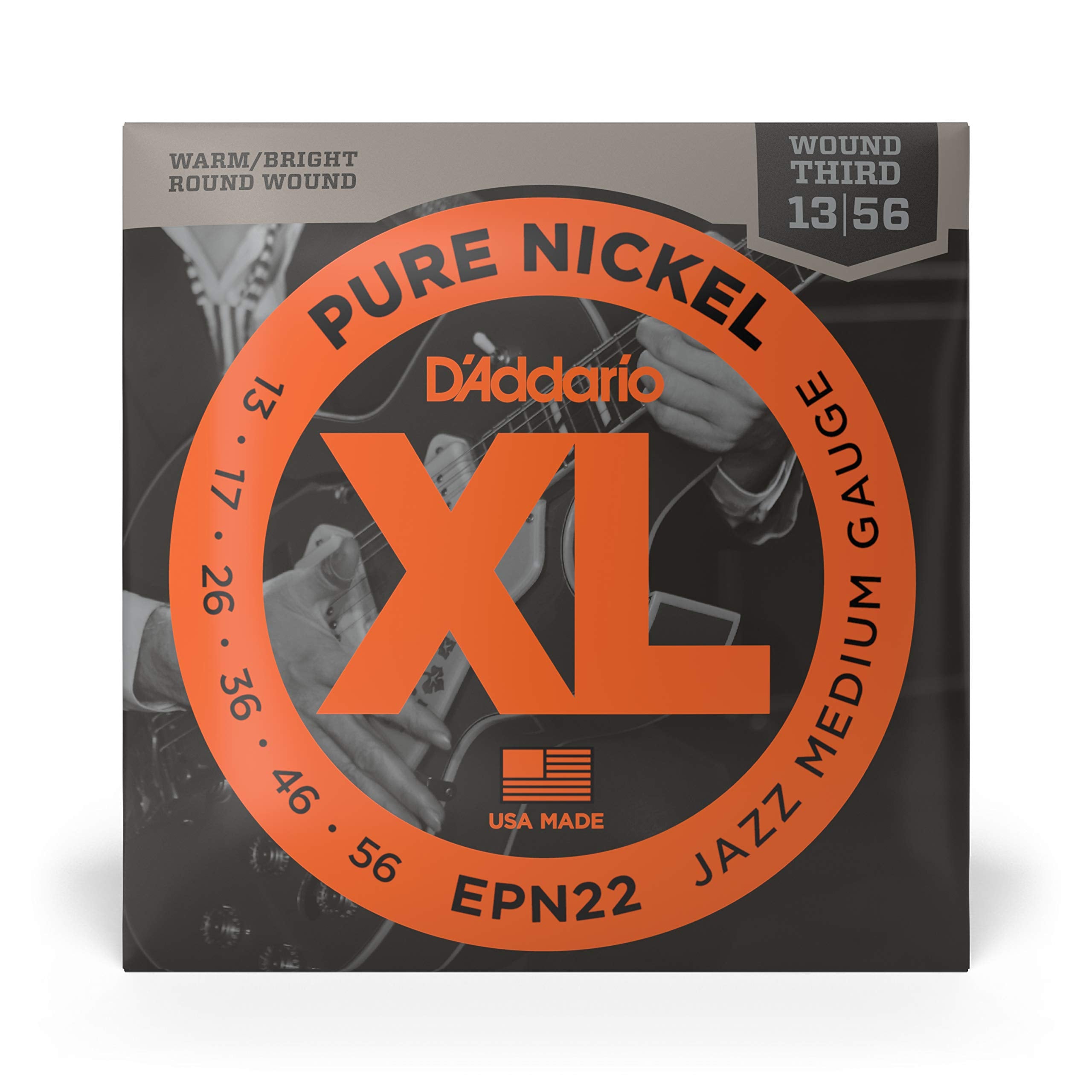 D'Addario Guitar Strings   Xl Pure Nickel Electric Guitar Strings   Round Wound   Warm, Bright, Vintage Sound   Epn22   Jazz Med
