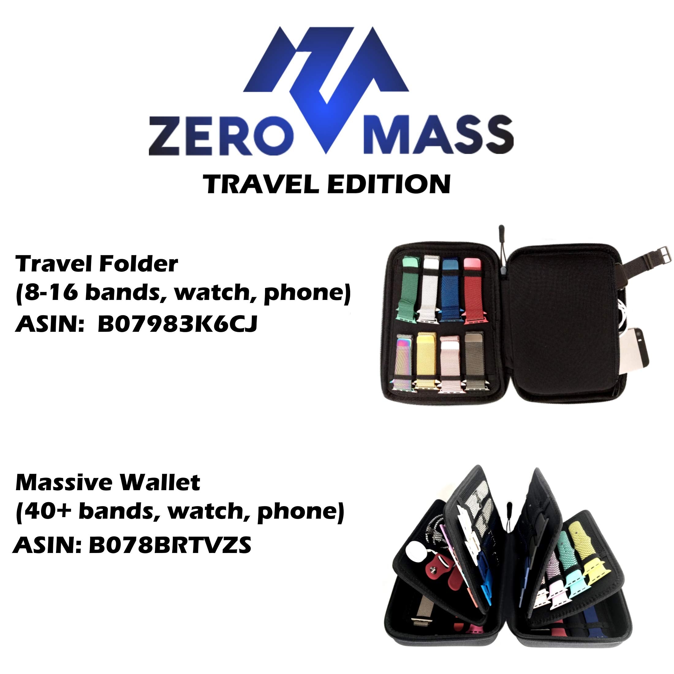 Zero Mass Stackable Luxurious Storage Case Organizer For Apple Watch Bands, Stores 10 20 Smartwatch Straps (Black Snakeskin)