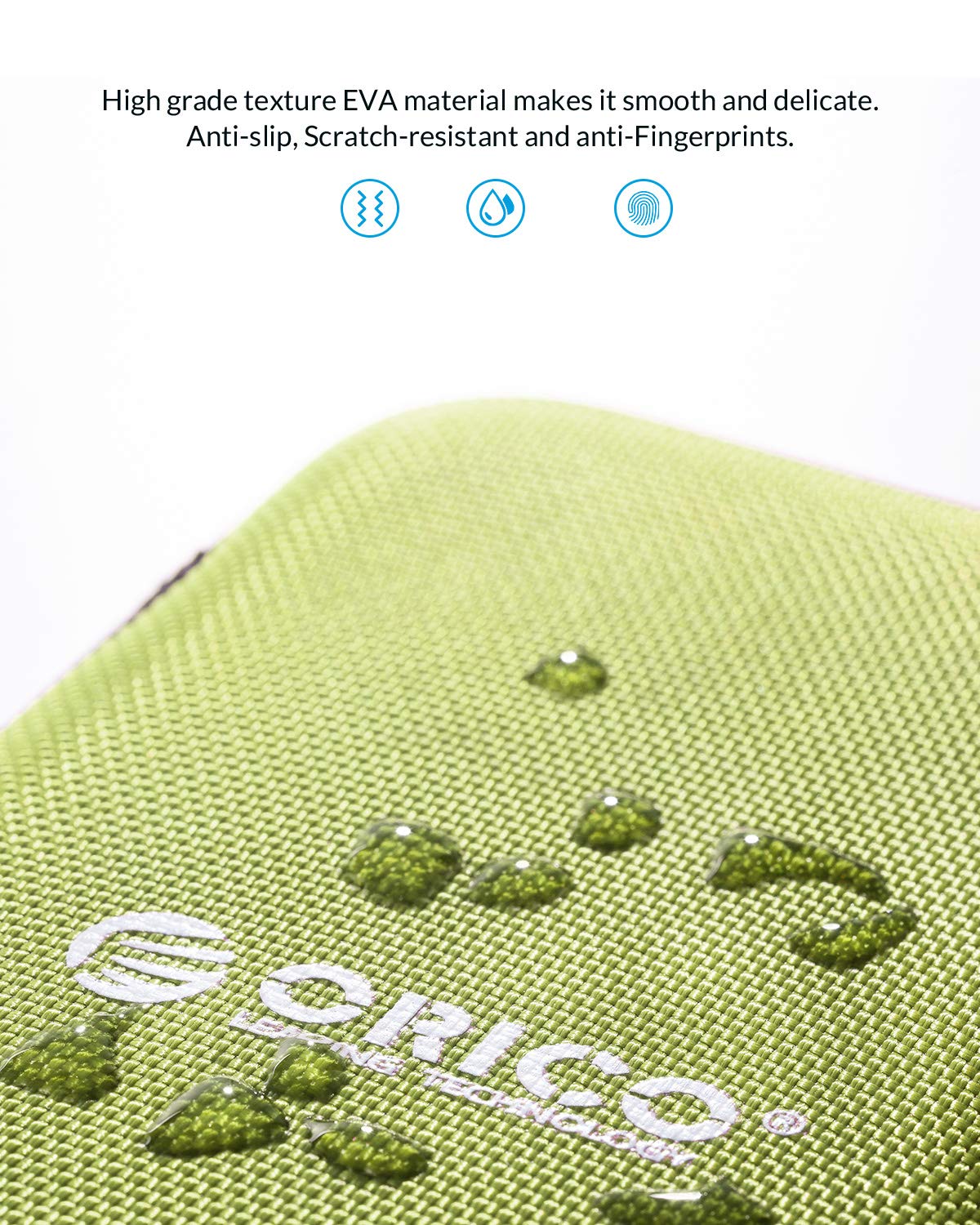 ORICO Hard Drive Case 2.5 inch External Drive Storage Carrying Bag Waterproof Shockproof with Inner Size 5.5x3.5x1.0inch for Organizing HDD and Electronic Accessories, Green(PHD 25)