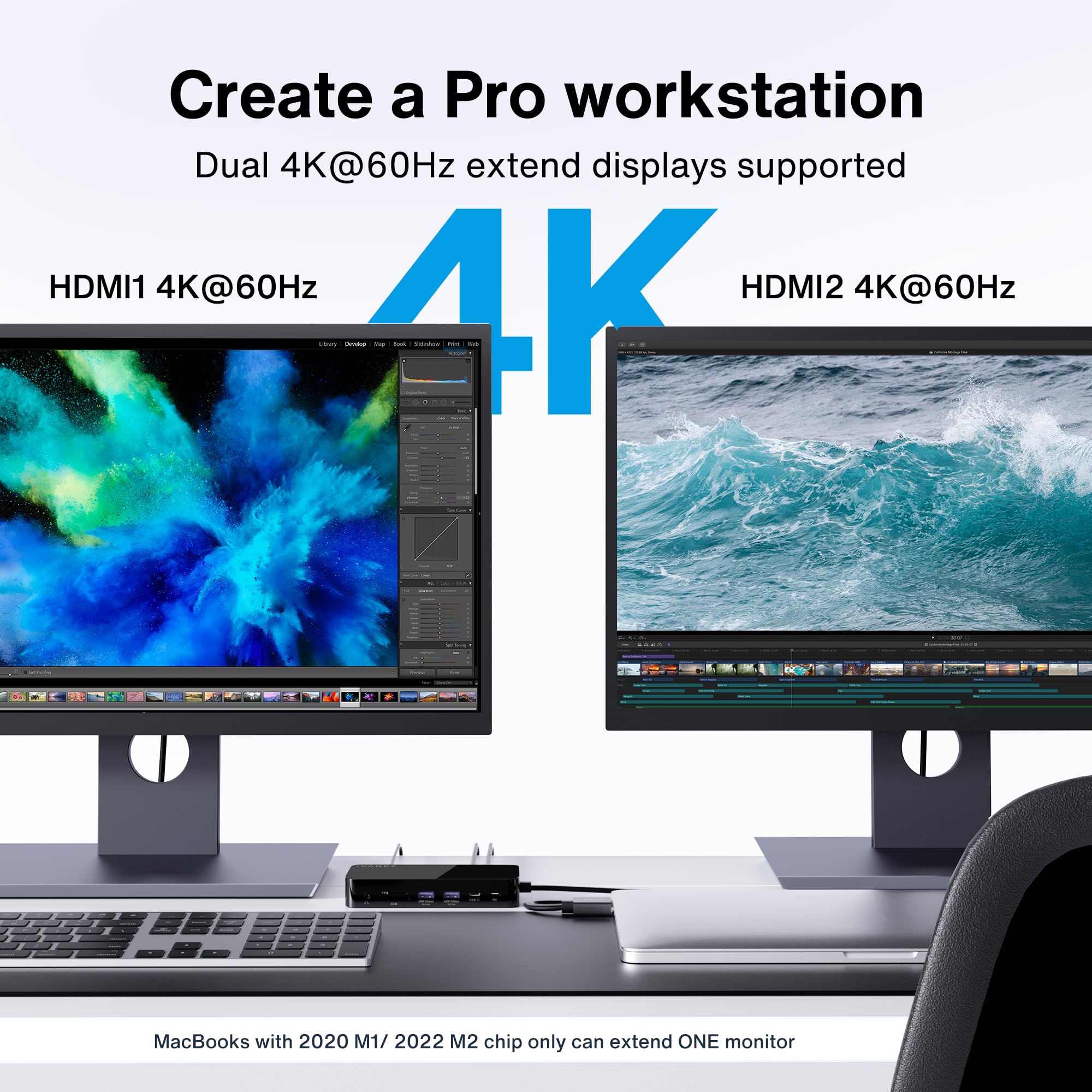 Ivanky Fusiondock 1 Macbook Pro Docking Station With 150W Power Adapter, 12 In 2 Dual 4K@60Hz Monitor Dock For Macbook M1/M2/M3