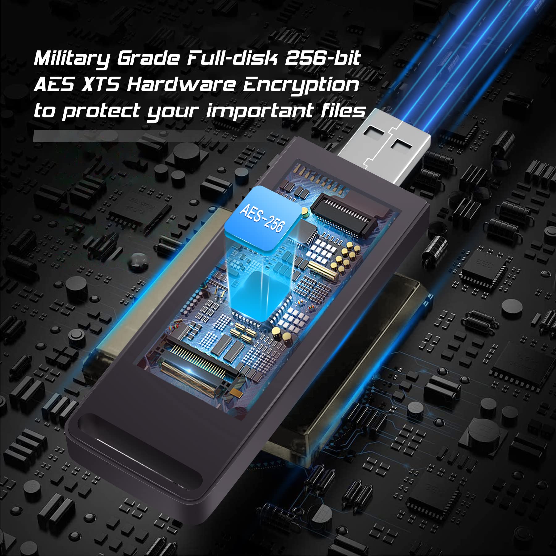 Innplus Secure Flash Drive 256 Bit, 64Gb Encrypted Usb Drive, Usb 3.0 Hardware Encryption Flash Drive, Password Protected Flash