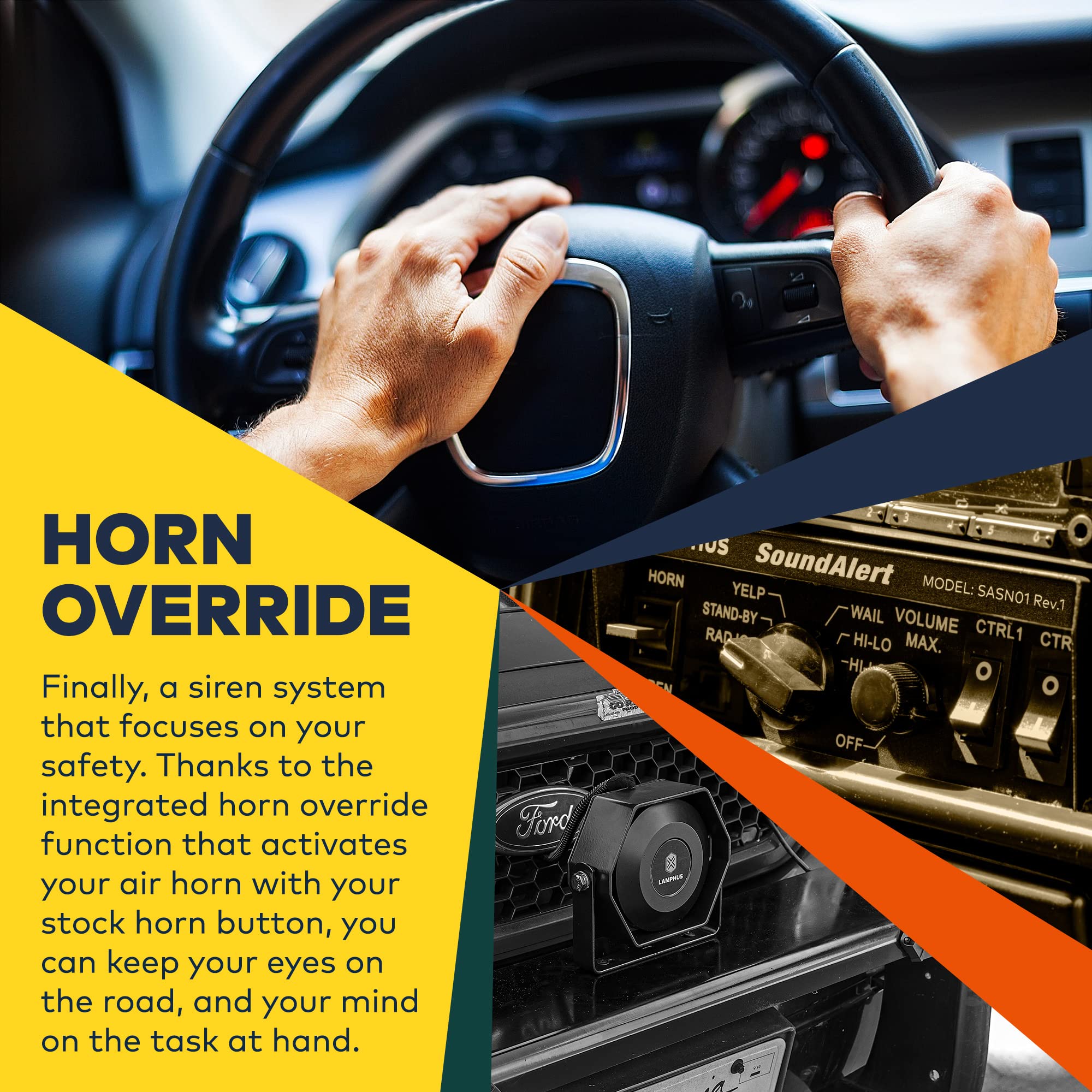 Soundalert 12V 100W Police Siren Pa System Kit [118 124Db Slim Speaker] [2 X 16A Aux Switch] [Hands Free Air Horn] [Ptt Mic] [Radio Rebroadcast] Warning Emergency Siren For Fire Tow Food Truck Utv Atv