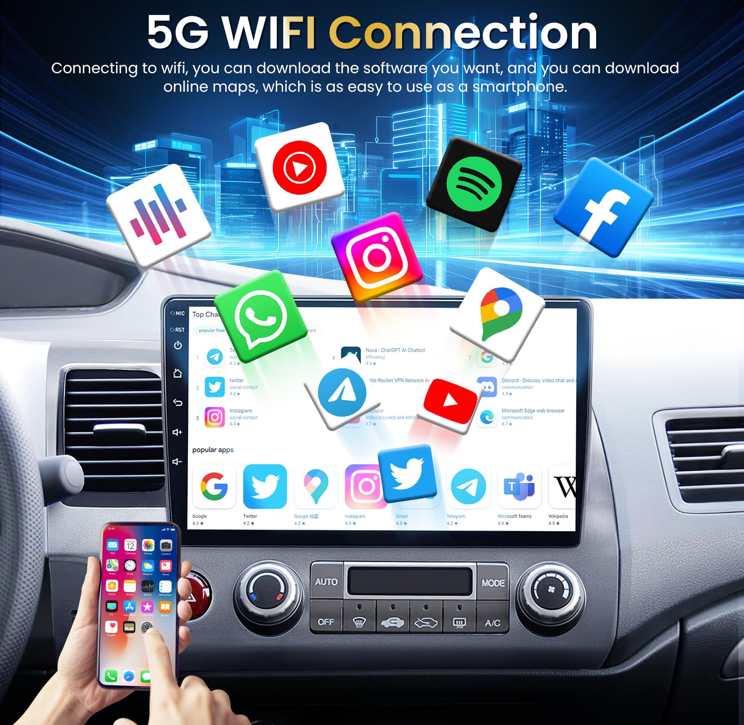 [????????*?????? ????] Car Radio Stereo For Honda Civic 2006 2011: 10.1 Inch Android Touch Screen Head Unit With Backup Camera