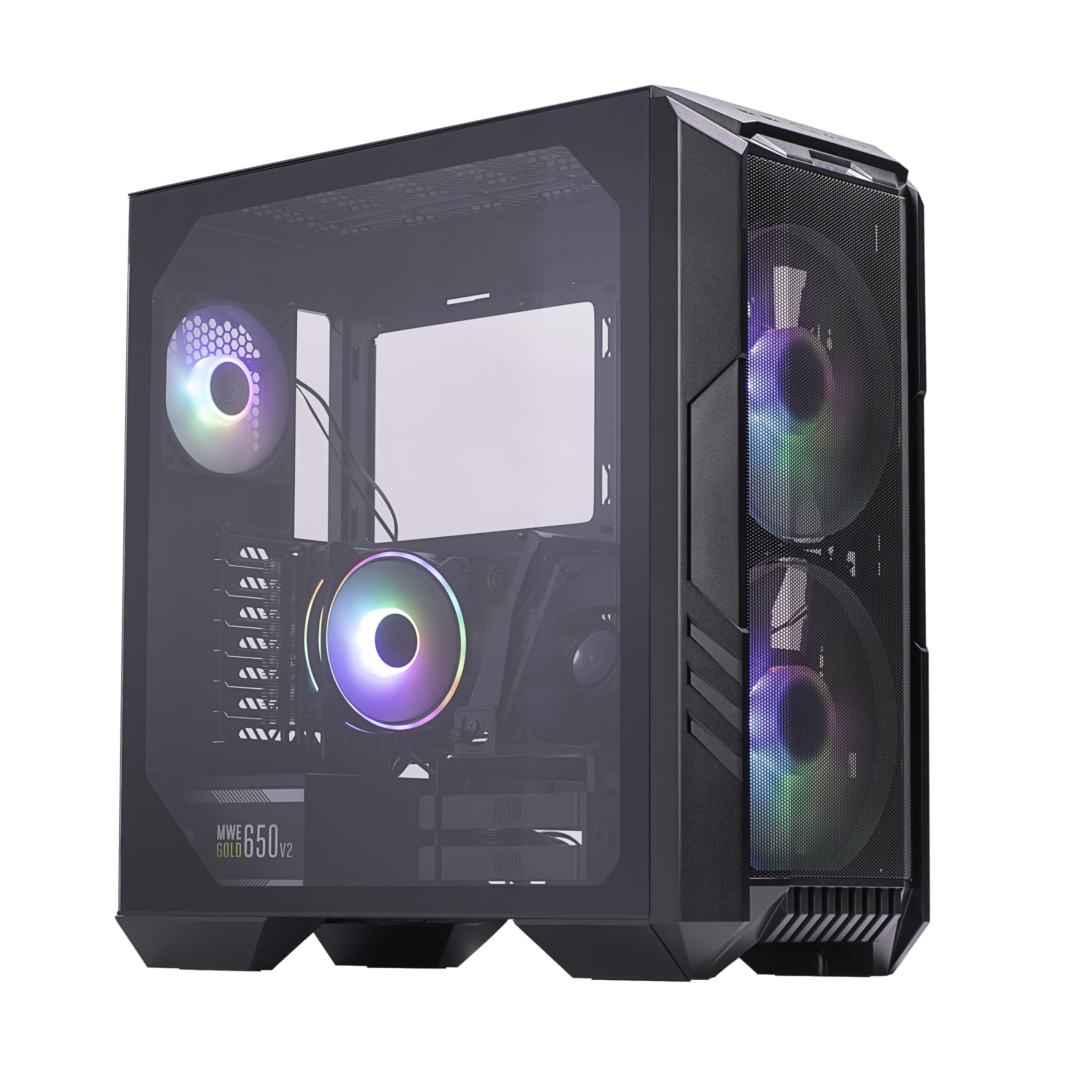 Cooler Master HAF 500 Pro High Airflow Mid-Tower ATX Gaming Case|Power|Thermal, Hyper 212 Halo CPU Cooler, MWE 650W Gold PSU, Du