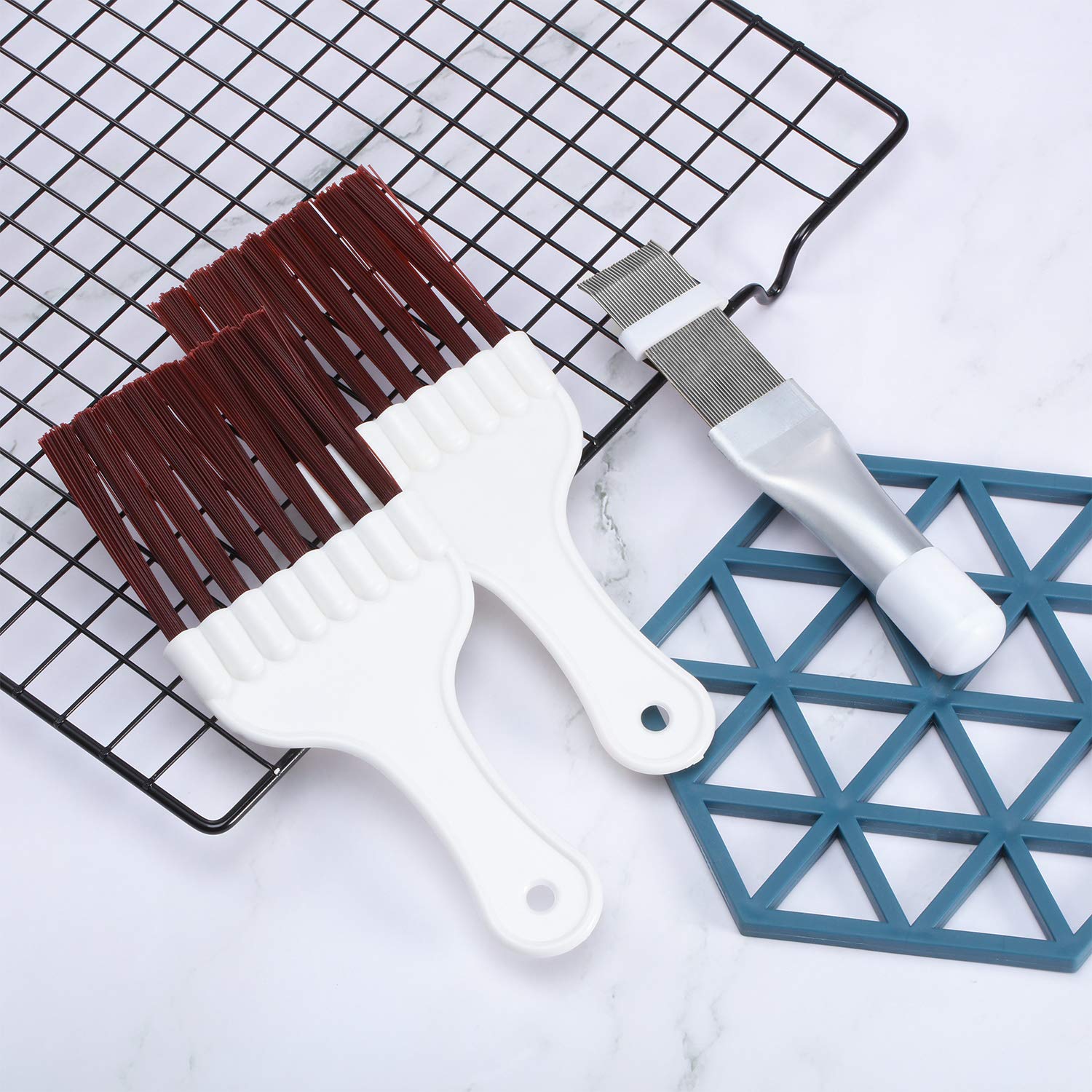 Boao 3 Pieces Air Conditioner Condenser Fin Cleaning Brush Stainless Steel Coil Cleaner Fin Comb Refrigerator Coil Cleaning Whis