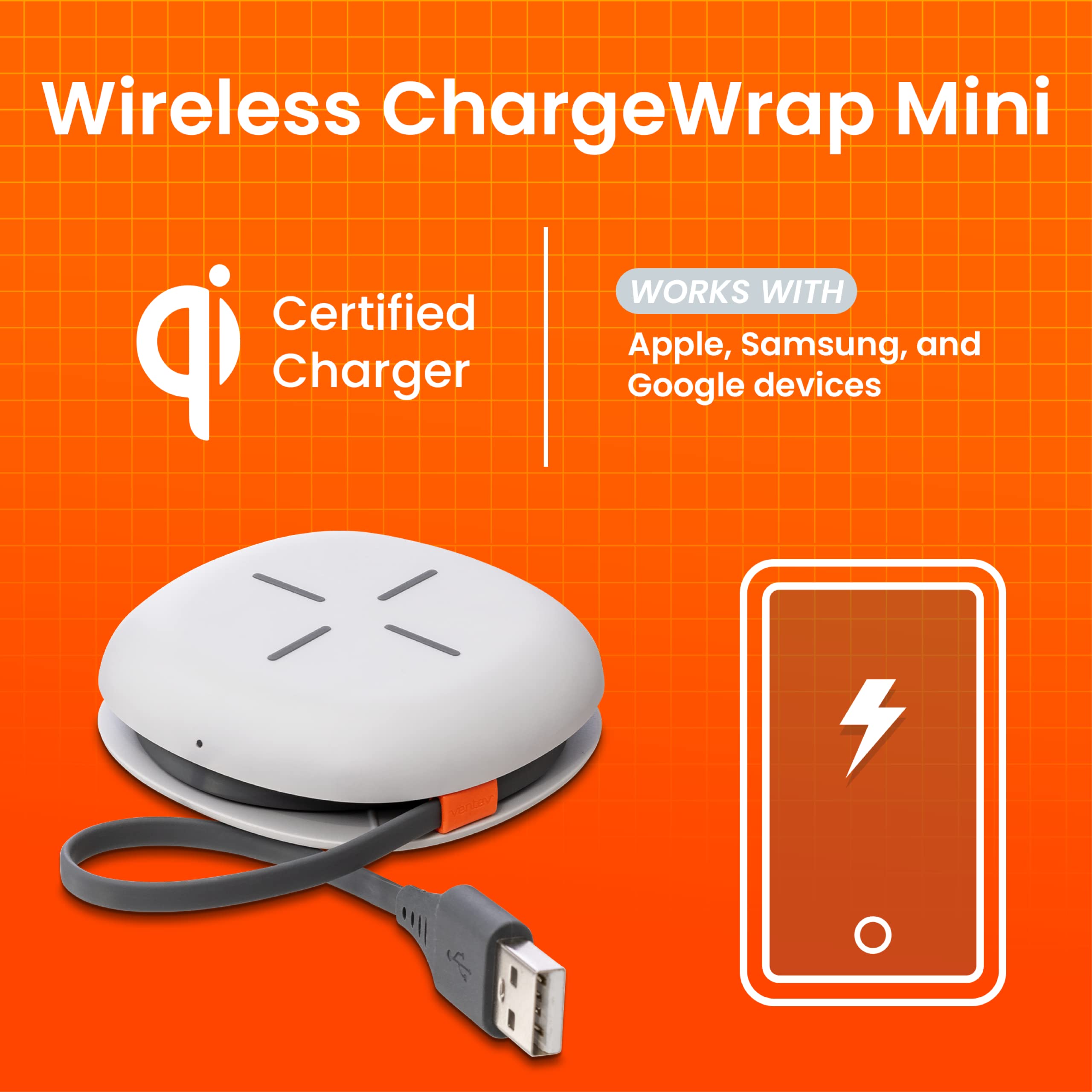 Ventev Wireless Chargewrap Mini, Qi Certified Charger For Most Wireless Enabled Devices (Wcwminivnv)