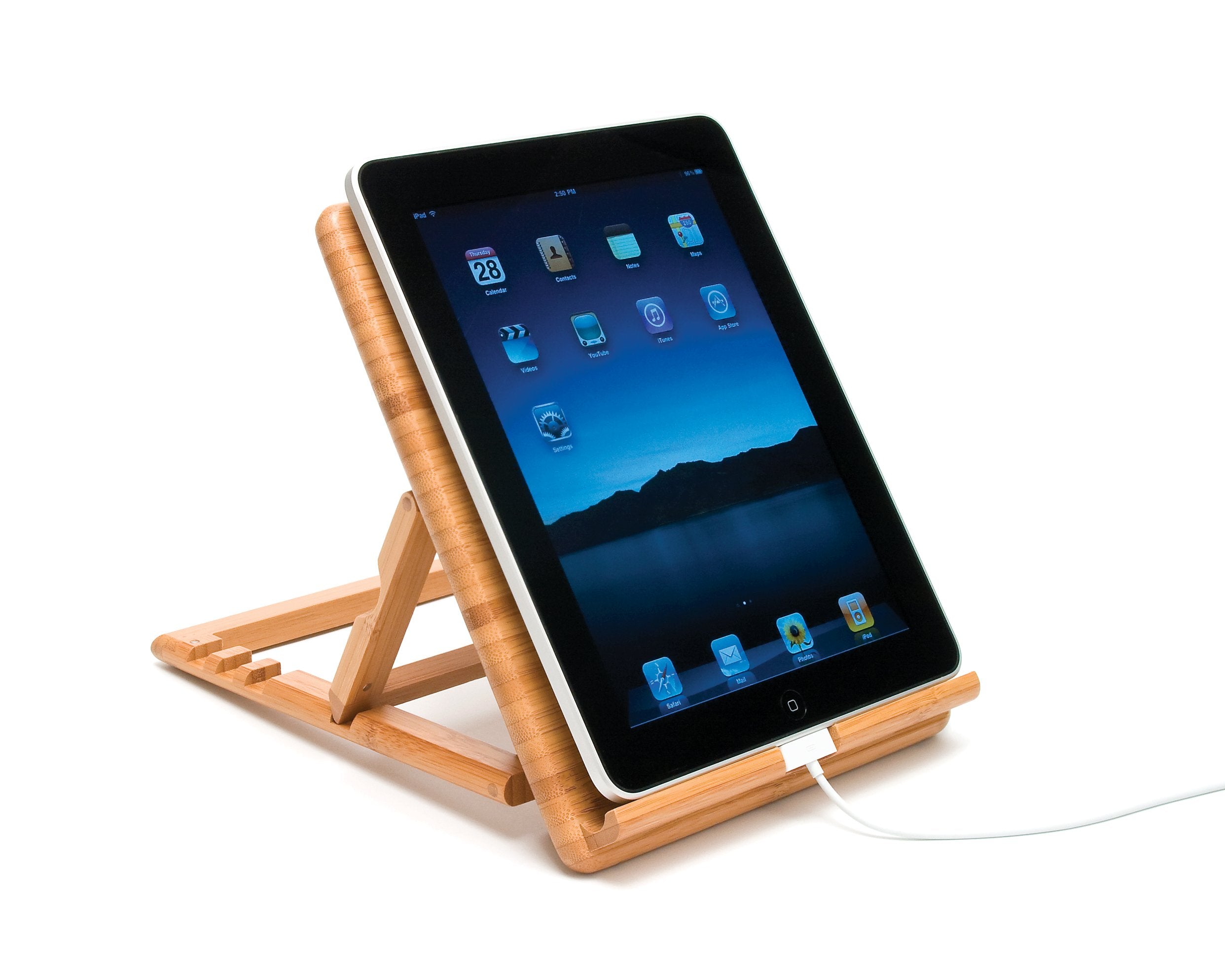 Lipper International 1887 Bamboo Wood Expandable Stand For Ipad, Samsung, Nexus, Nintendo Switch, And Other Tablets