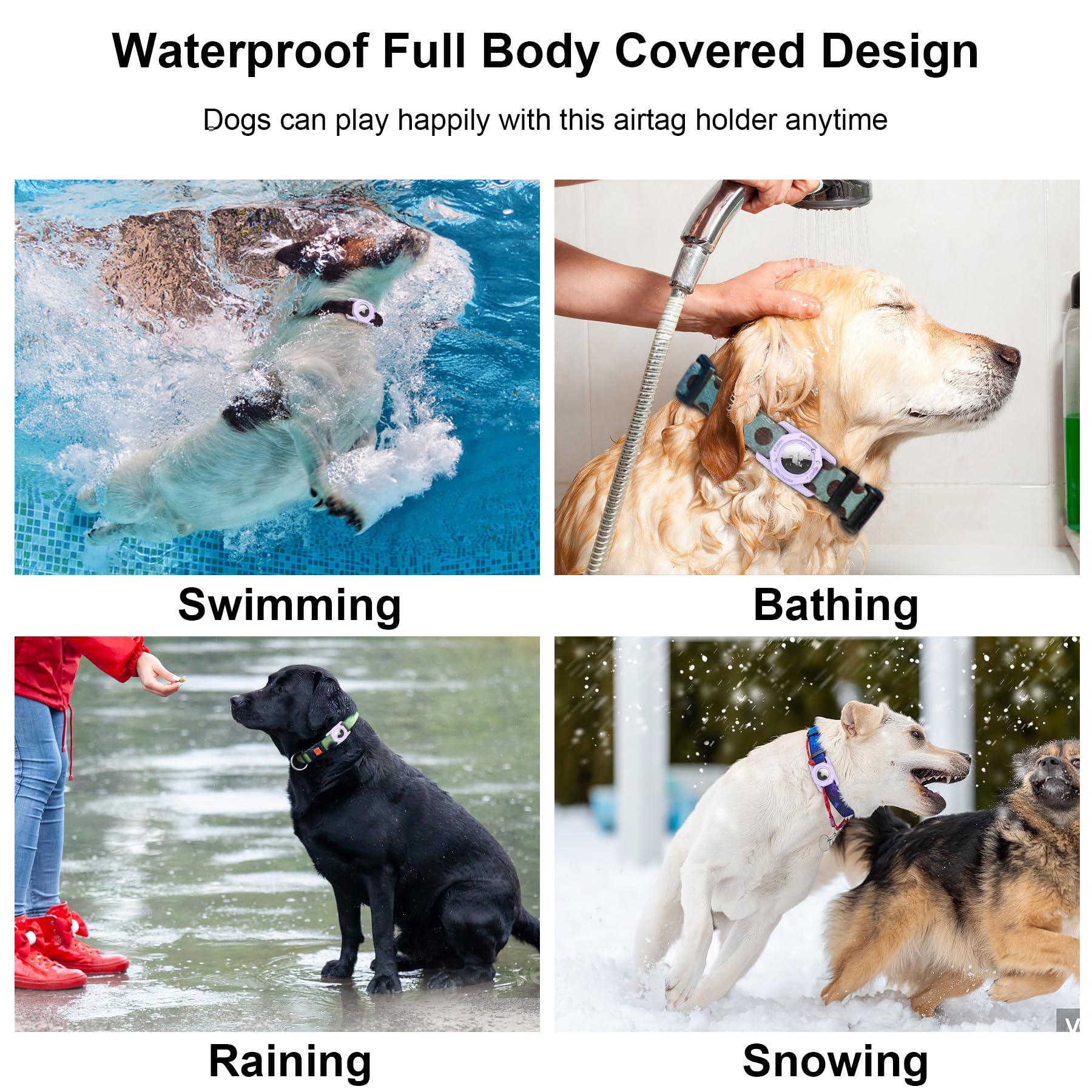 Sankala Airtag Dog Collar Holder, Waterproof Airtag Case For Dog Collar, Tpu & Silicone Full Body Covered Anti Lost Apple Air Ta