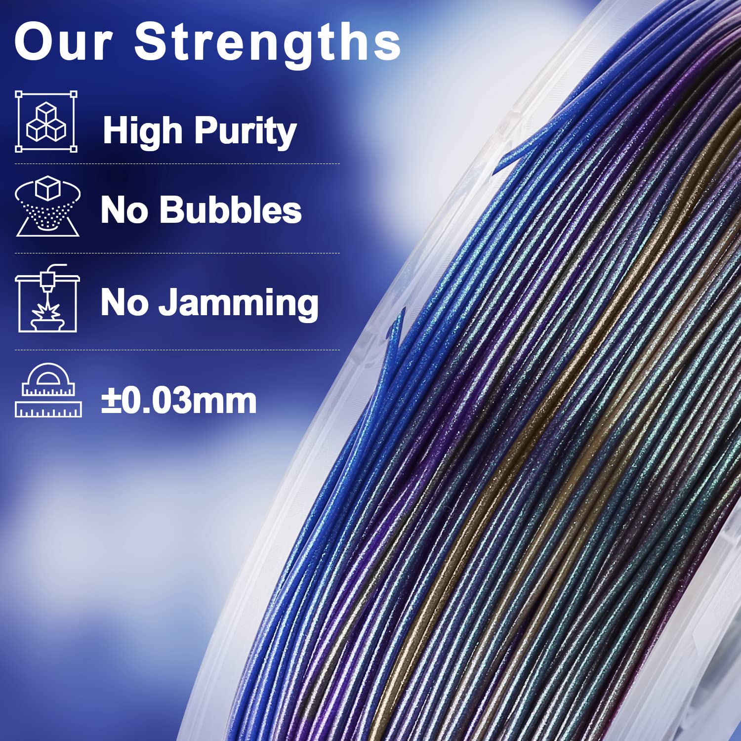 Amolen Pla 3D Printer Filament Pla Filament 1.75Mm, Color Change Filament 1.75Mm Changeable Purple Green Gold Red Purple Color S