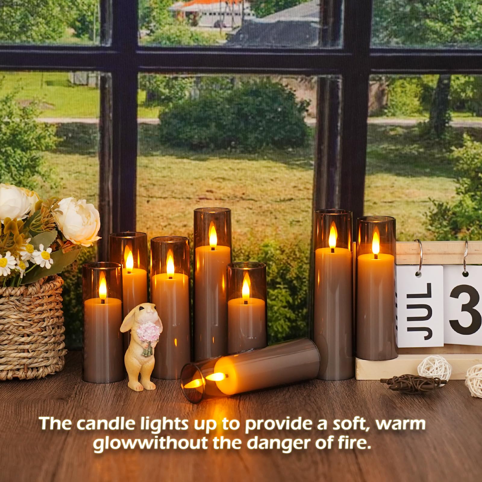 Sasigeiaa Flickering Flameless Candles, Battery Operated Acrylic Led Pillar Candles With Remote Control And Timer,Pack Of 12,(D1