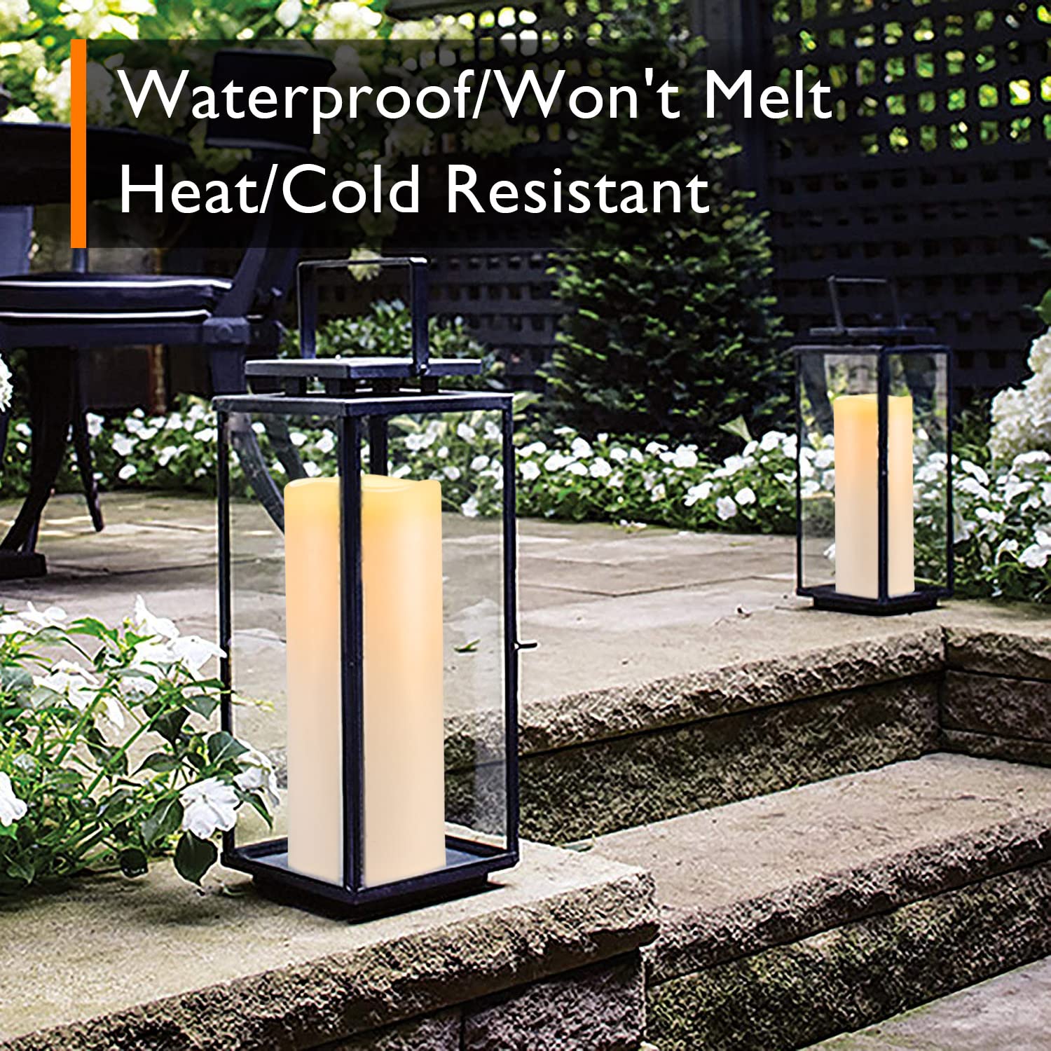 Homemory 10'' X 4'' Large Waterproof Outdoor Flameless Candles With Remote Control And Timer, Battery Operated Flickering Led Pi