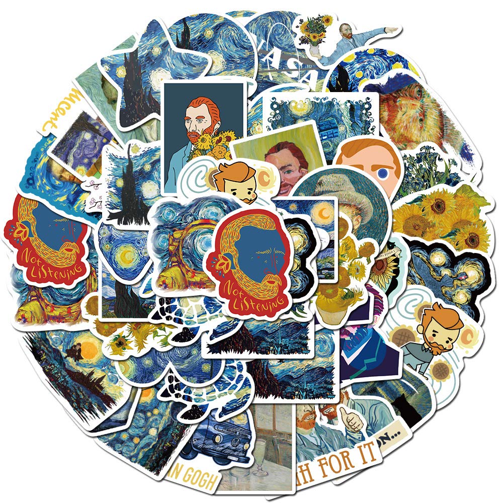 90Pcs Famous Art Painting Stickers Pack,Aesthetic Stickers For Laptop Phone Water Bottles Bike Computer,Waterproof Vinyl Wall Ar