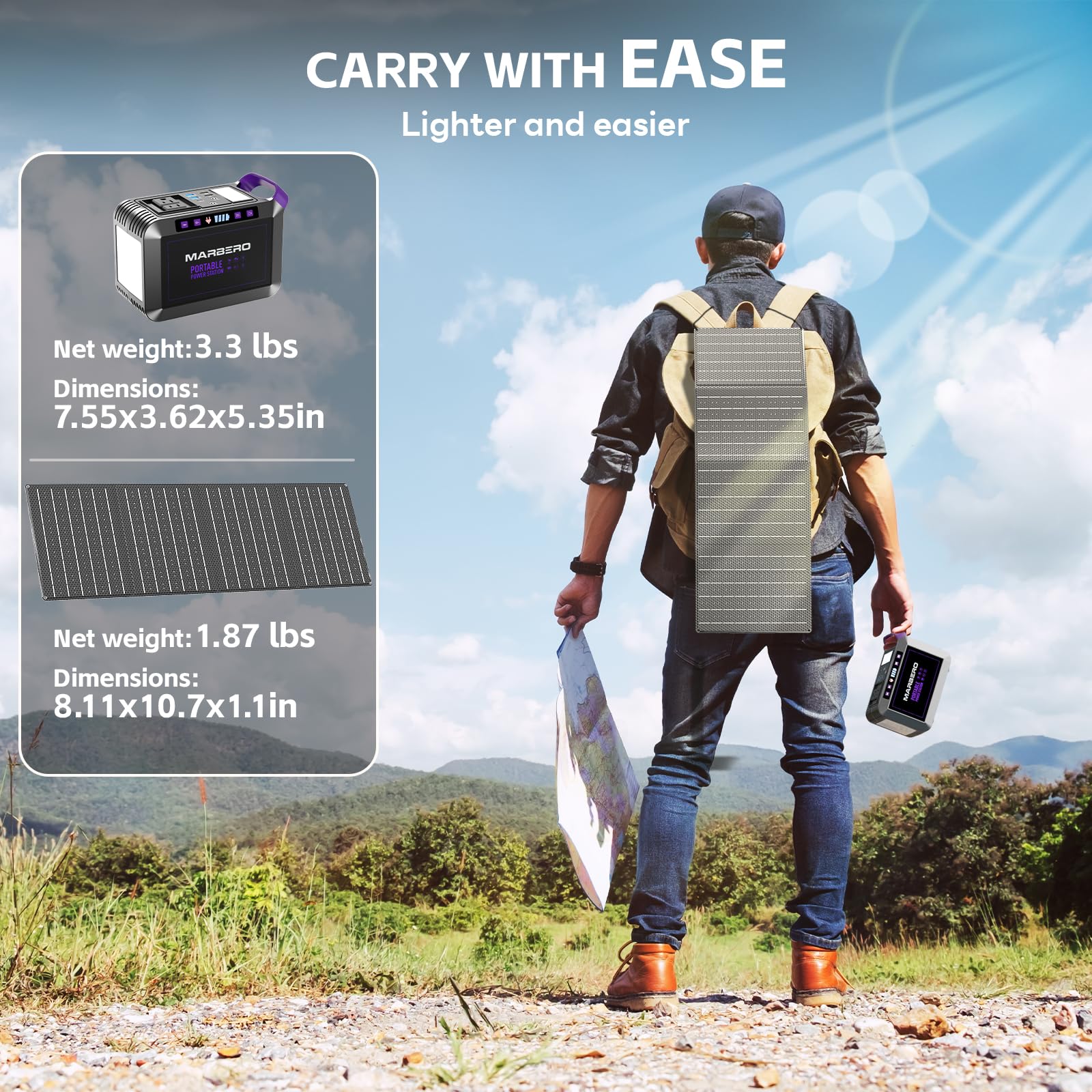 Marbero 172Wh Solar Generator With Solar Panel Included Portable Power Station 200W With Foldable Solar Panel 40W Set For Campin