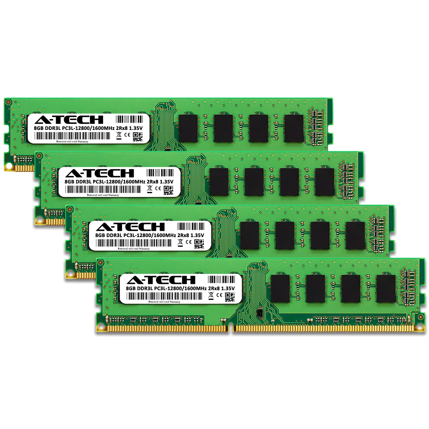 A Tech 32Gb (4X8Gb) Ddr3/Ddr3L 1600Mhz Pc3L 12800 (Pc3 12800) Cl11 Dimm 2Rx8 1.35V 240 Pin Non Ecc Udimm Desktop Ram Memory Modu