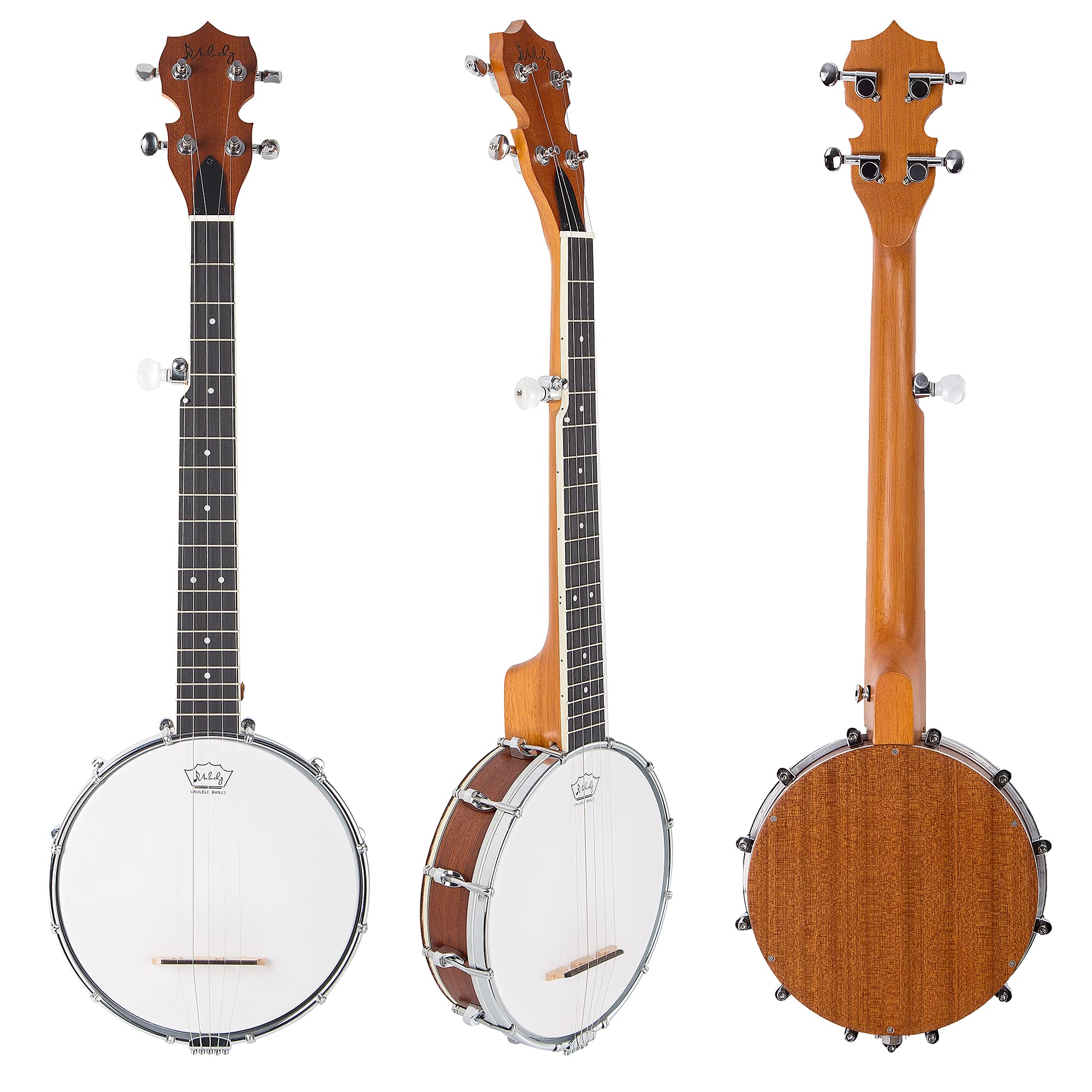 5 String Banjo Mini   Mulucky 26 Inch Travel Banjo Sapele Body Closed Solid Back Beginner Kit With Gig Bag Picks Strings Strap