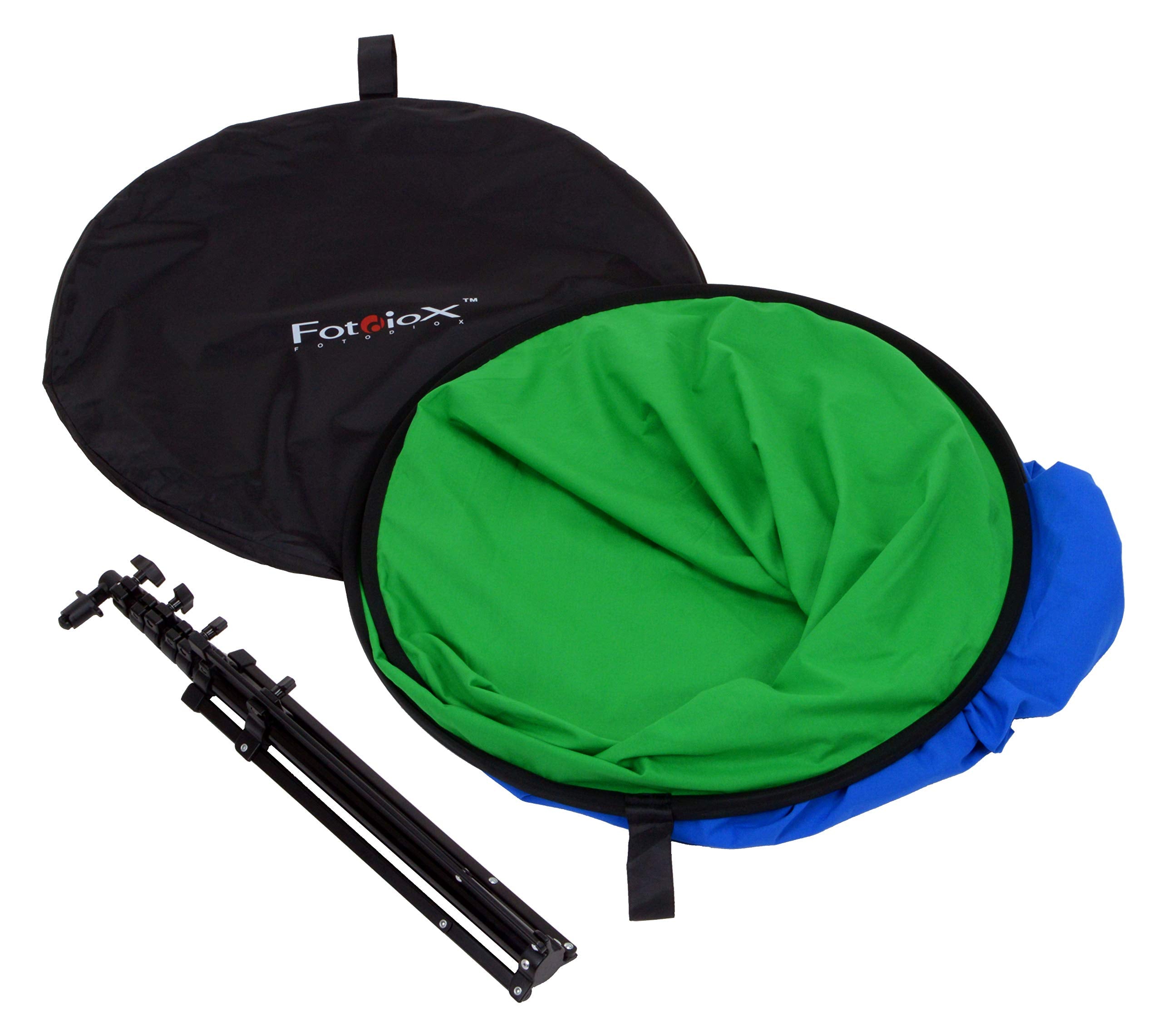 Fotodiox 5'X7' Collapsible Chromakey Green + Blue 2 In 1 Background, Backdrop Kit W/Stand Support