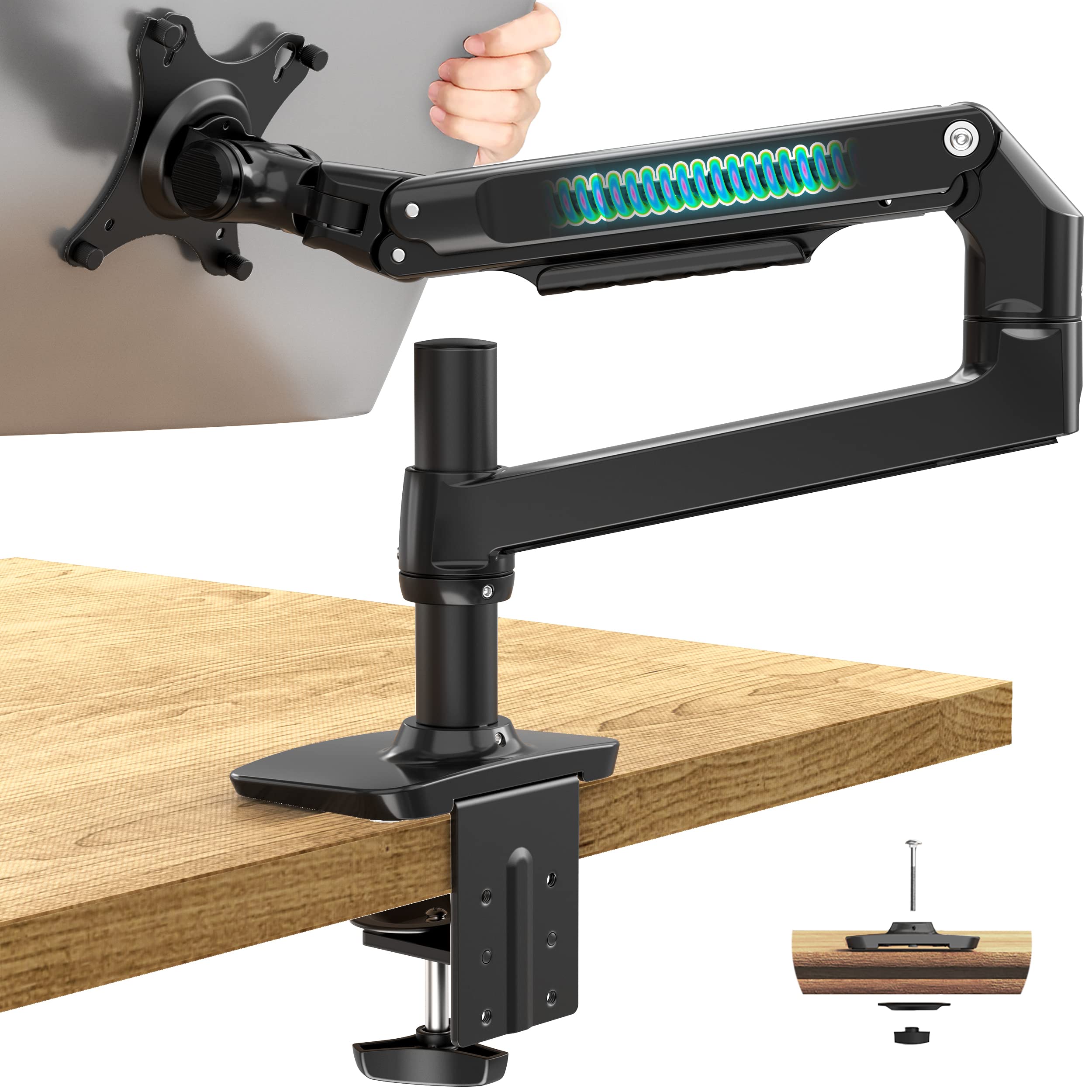 Ergounion Single Monitor Mount   Single Monitor Arm Desk Mount, Fully Adjustable Computer Monitor Arm With Vesa Mount | Fits 13 
