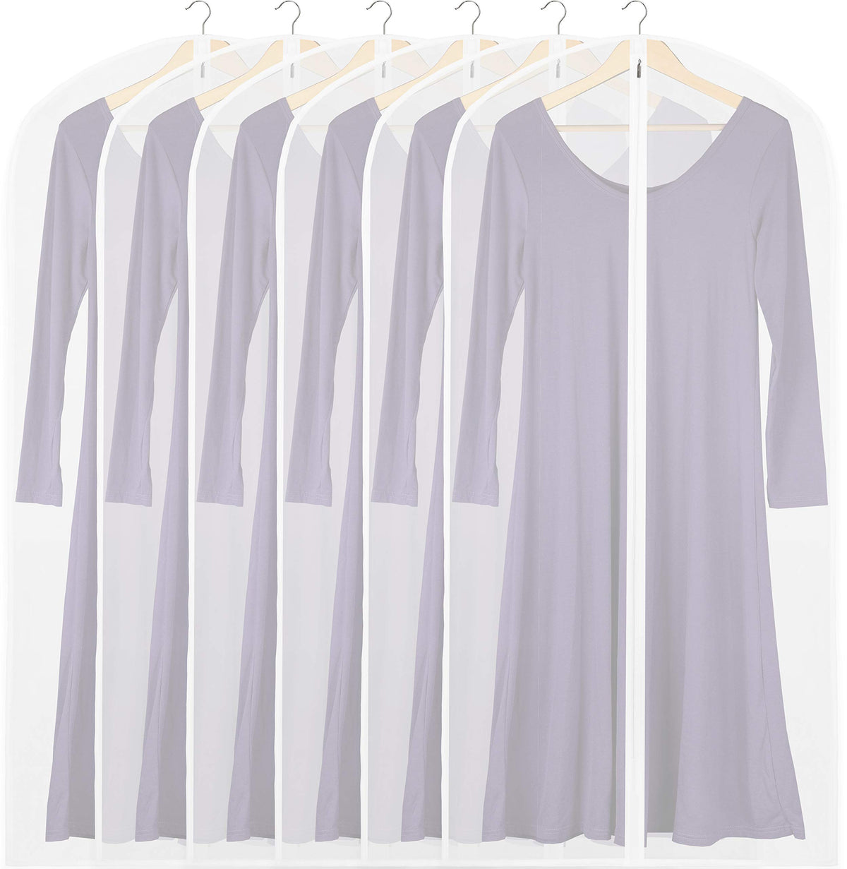 6 Pack   Simplehouseware 50 Inch Translucent Garment Bags With Zipper For Suits, Dresses, Costumes, Uniforms