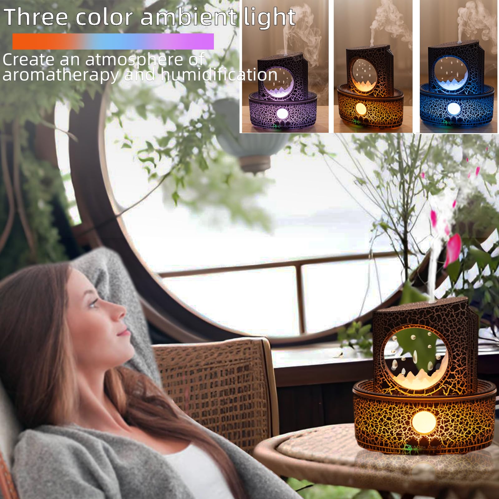 Aromatherapy Humidifier For Sleep Relaxation, Raindrop Humidifiers,Aromatherapy Diffuser With 3 Led Color Changing Lights And Au