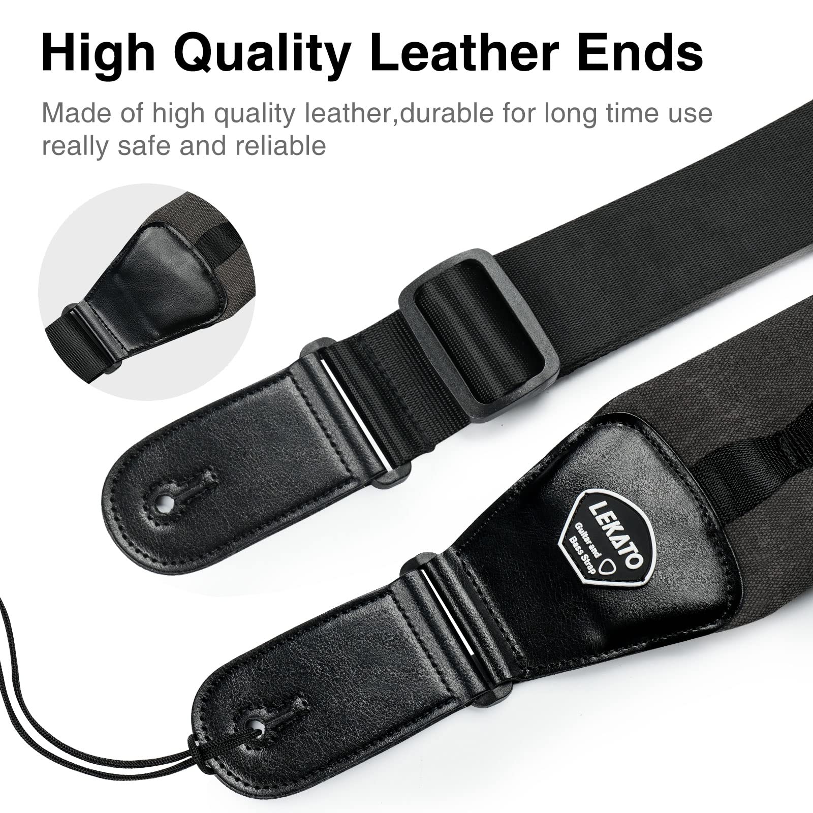 Lekato Bass Straps For Heavy Bass & Guitars With 3.5    Wide Bass Guitar Strap Padded Thickened Foam Guitar Strap Adjustable Len