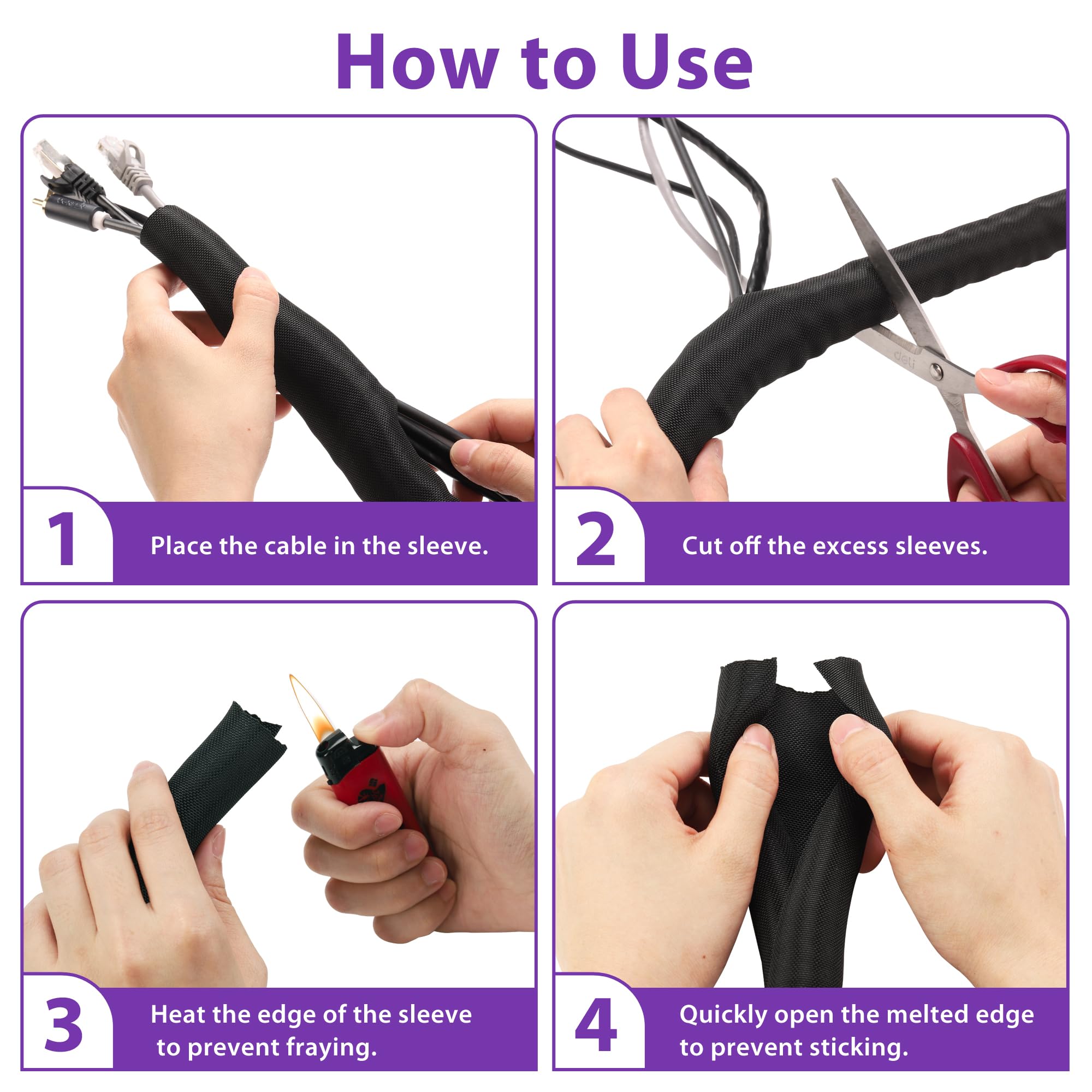 2Pack 5Ft   1Inch Pet Cord Protector Chew Proof, Yclyc Flexible Wire Loom Tubing Cable Sleeve, Black Easy Install Cable Organize