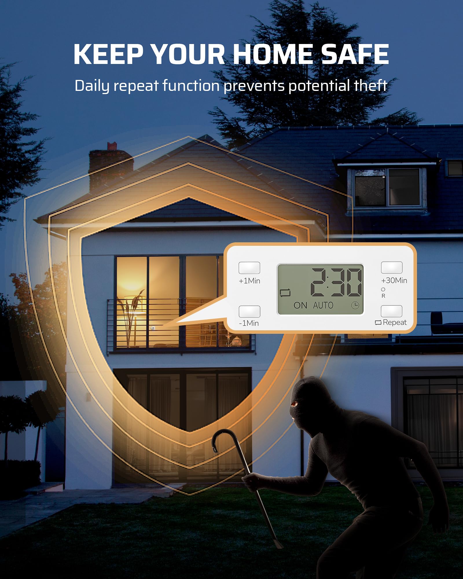 Dewenwils Indoor Countdown Timer Outlet, Digital Timers For Electrical Outlets Indoor With Repeat, Auto Shut Off For Fan, Lights