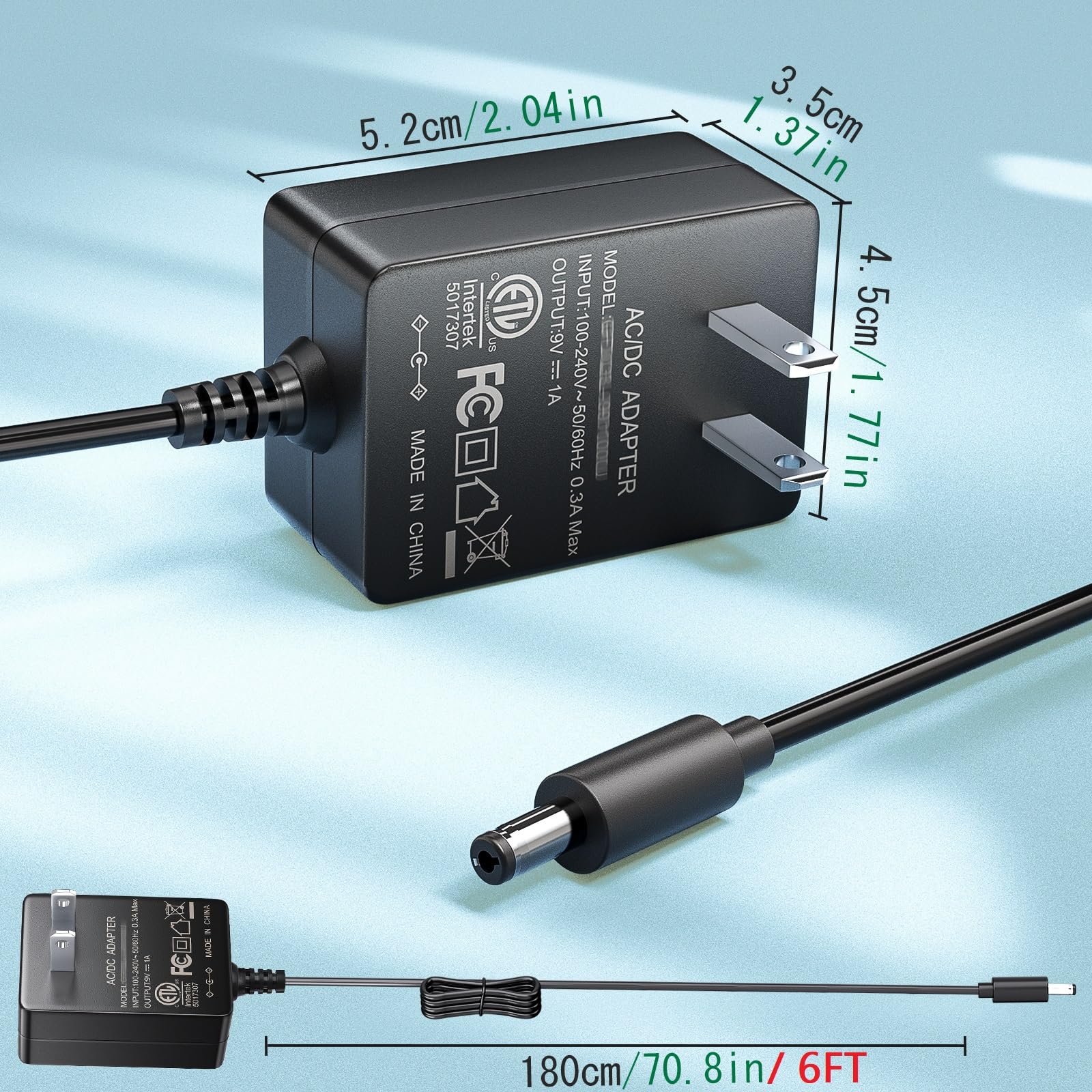 Soulbay 9V Power Supply For Tp Link Tapo Camera C100 C200 C210 C310 C320Ws C100/A Tc70 Cctv Smart Security Camera Ac/Dc Adapter Cord T090060 2B1 Replacement Charger, 6 Feet