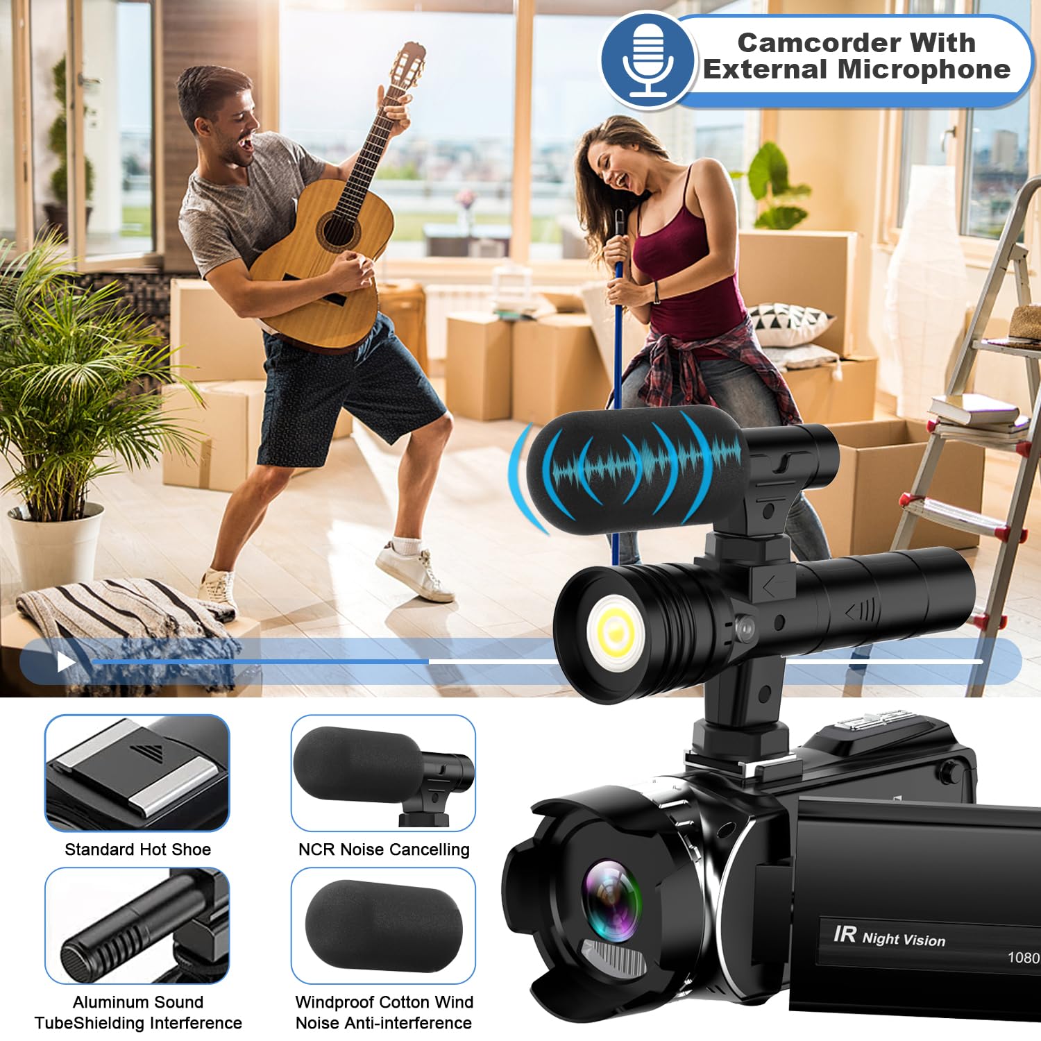 Hojocojo 4K Night Vision Camcorder Digital With Ir Light, 20X Digital Zoom, 270 Youtube Vlogging Camera Recorder, Support Full H