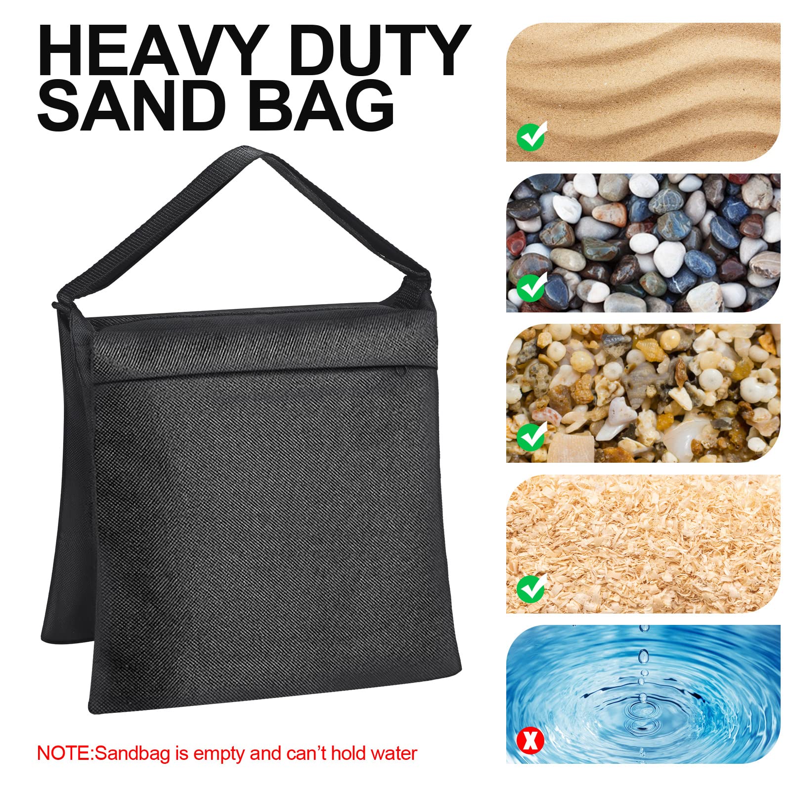 Hoteam 12 Sets Sandbag Outdoor Curtain Weighted Bags Sets With Spring Clamps, Hooks For Light Brackets, Heavy Photography Light