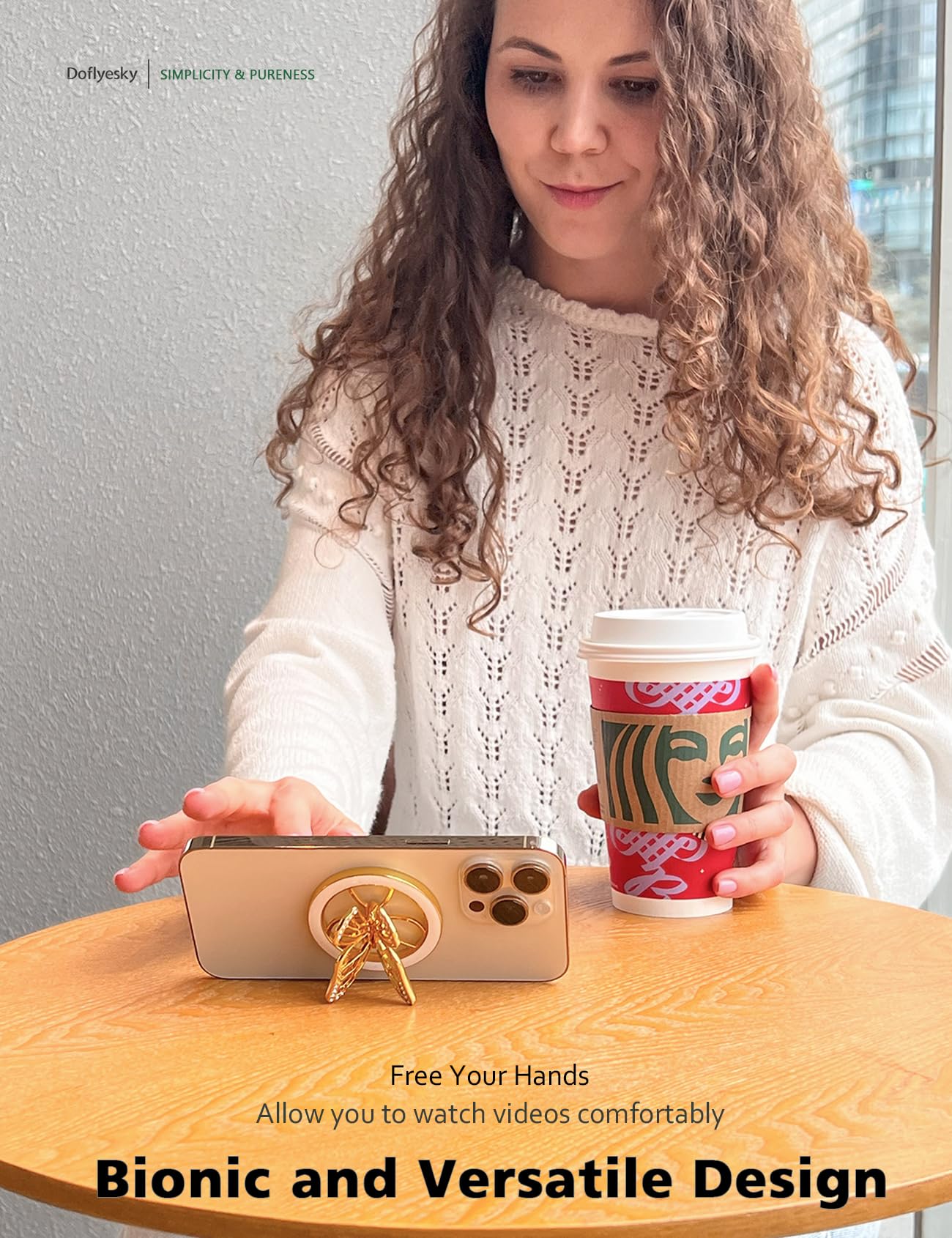 Doflyesky 2025 Upgrade Magnetic Phone Grip For Magsafe, Butterfly Phone Grip Holder Finger Kickstand, Adapter Ring For Magsafe I