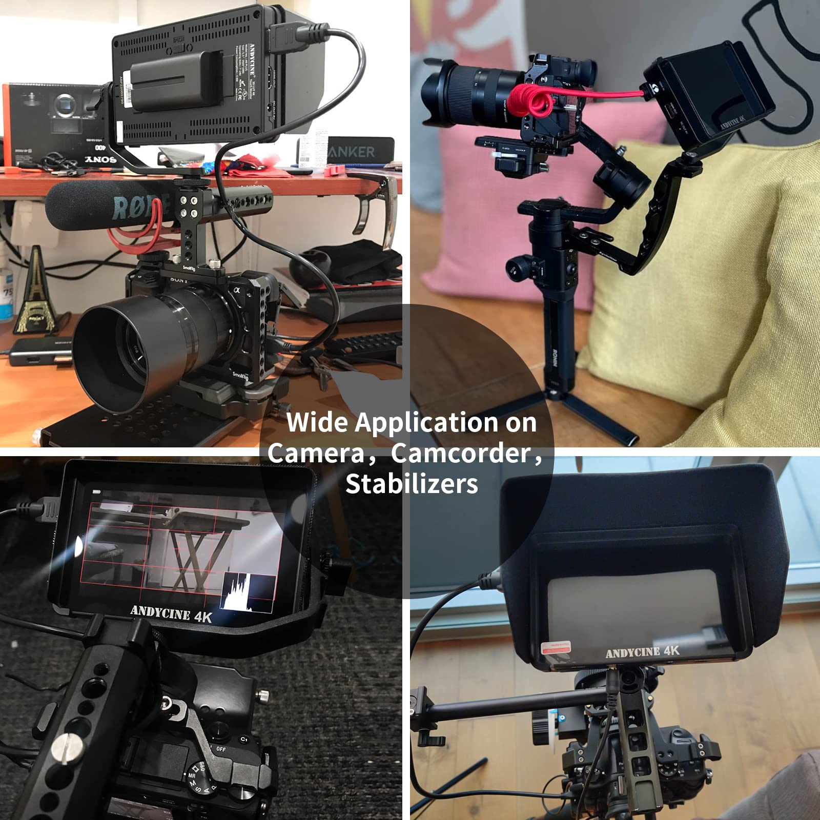 Andycine A6 Plus V2 6'' Touch Screen Camera Field Monitor Bundle   Full Hd 1920X1080, 4K Hdmi Input, 3D Lut, Waveform, Focus Ass