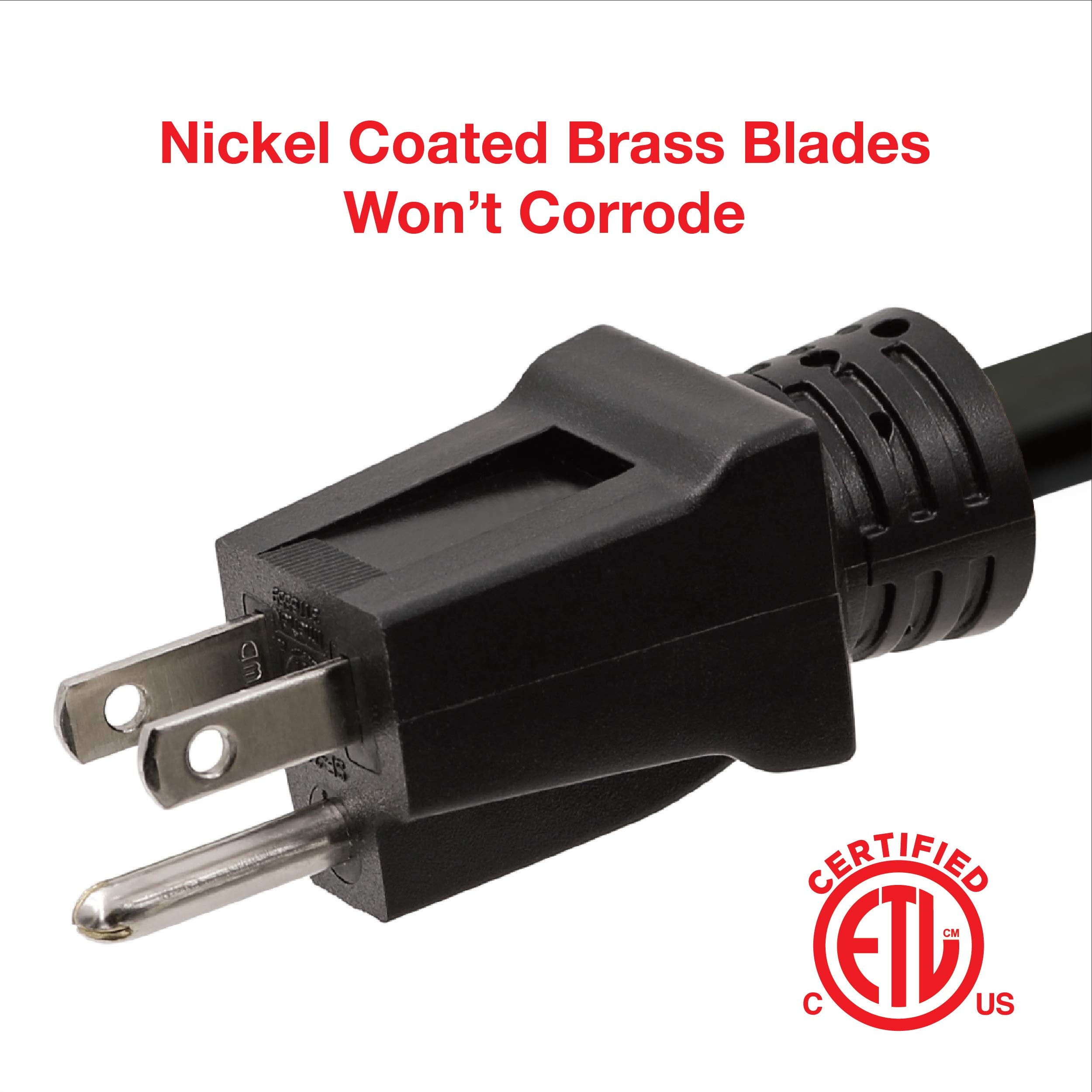 Clear Power 15 Ft Indoor/Outdoor Extension Cord 16/3 Sjtw, Black, Water & Weather Resistant, Flame Retardant, 3 Prong Grounded Plug, Cp10123