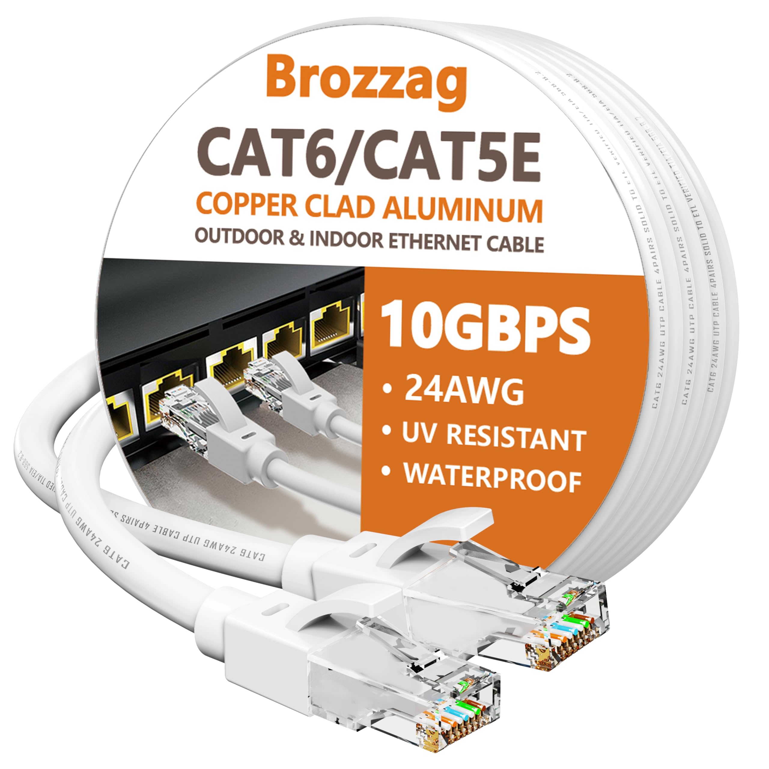 30 Ft Ethernet Cable For Cat5E/Cat6, 10Gbps 24Awg Cat6 Network Cable, Cca Direct Burial Cable, Utp, Lldpe, Rj45 Patch Lan Cord,