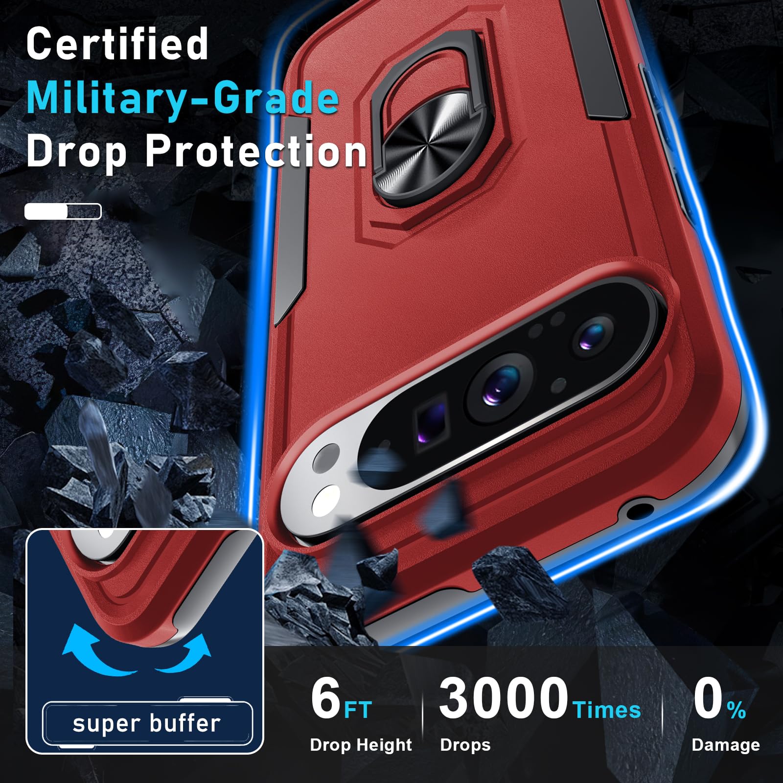 Janmitta For Google Pixel 9/9 Pro Case With Screen Protector+Camera Lens Protector,Heavy Duty Shockproof Full Body Phone Cover B