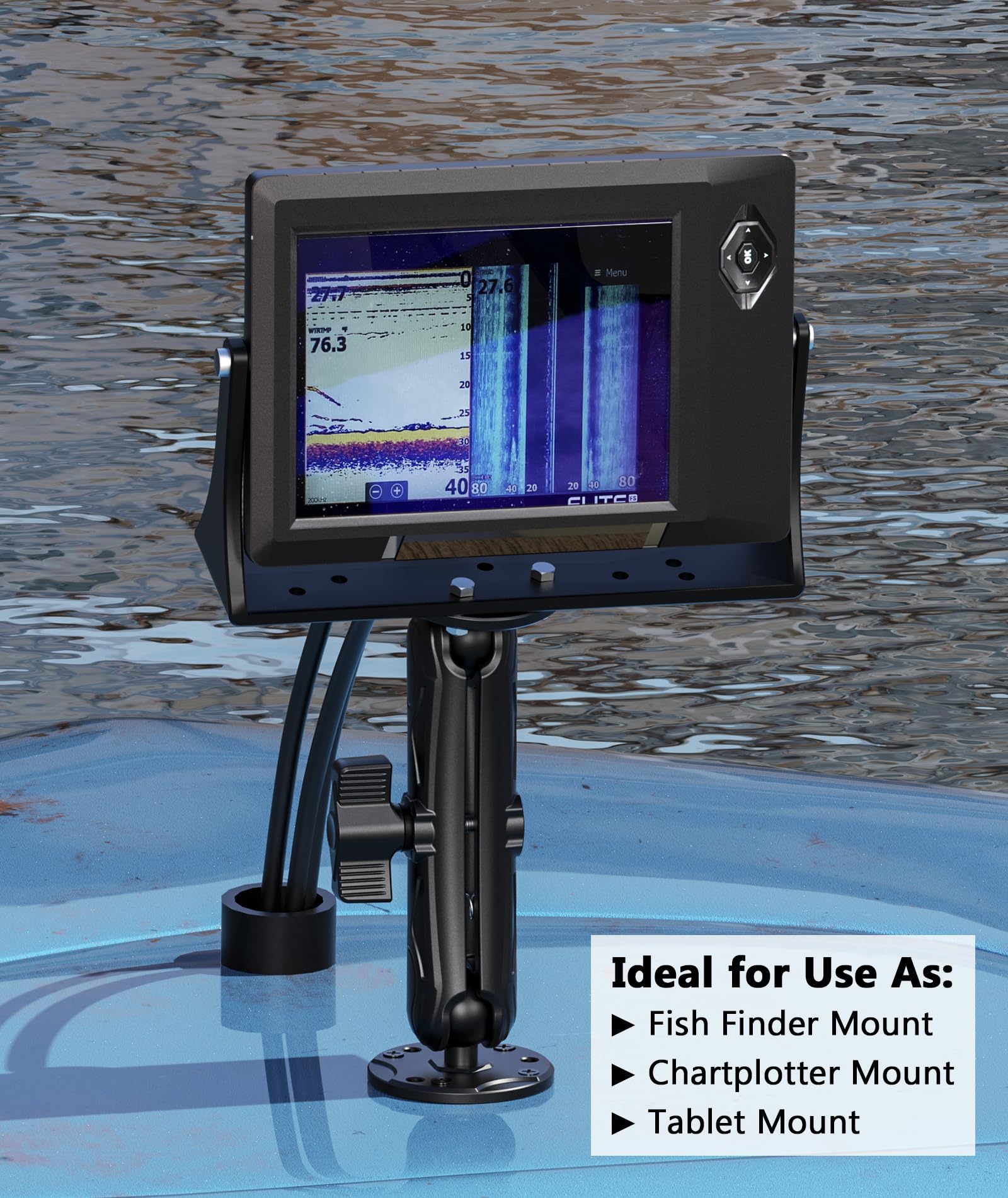 Vazeswin Aluminum Alloy Electronic Device Mount With 1'' Ball Round Plates, 5.9'' Long Arm Fish Finder Mount Tablet Holder, B Si