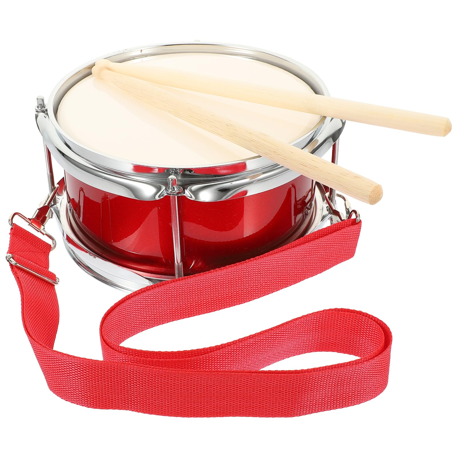 Vaguelly 9 Inch Kids Drum With Mallet And Strap, Snare Drum Wooden Percussion Musical Instrument Marching Drum Toy For Kids 3+, 