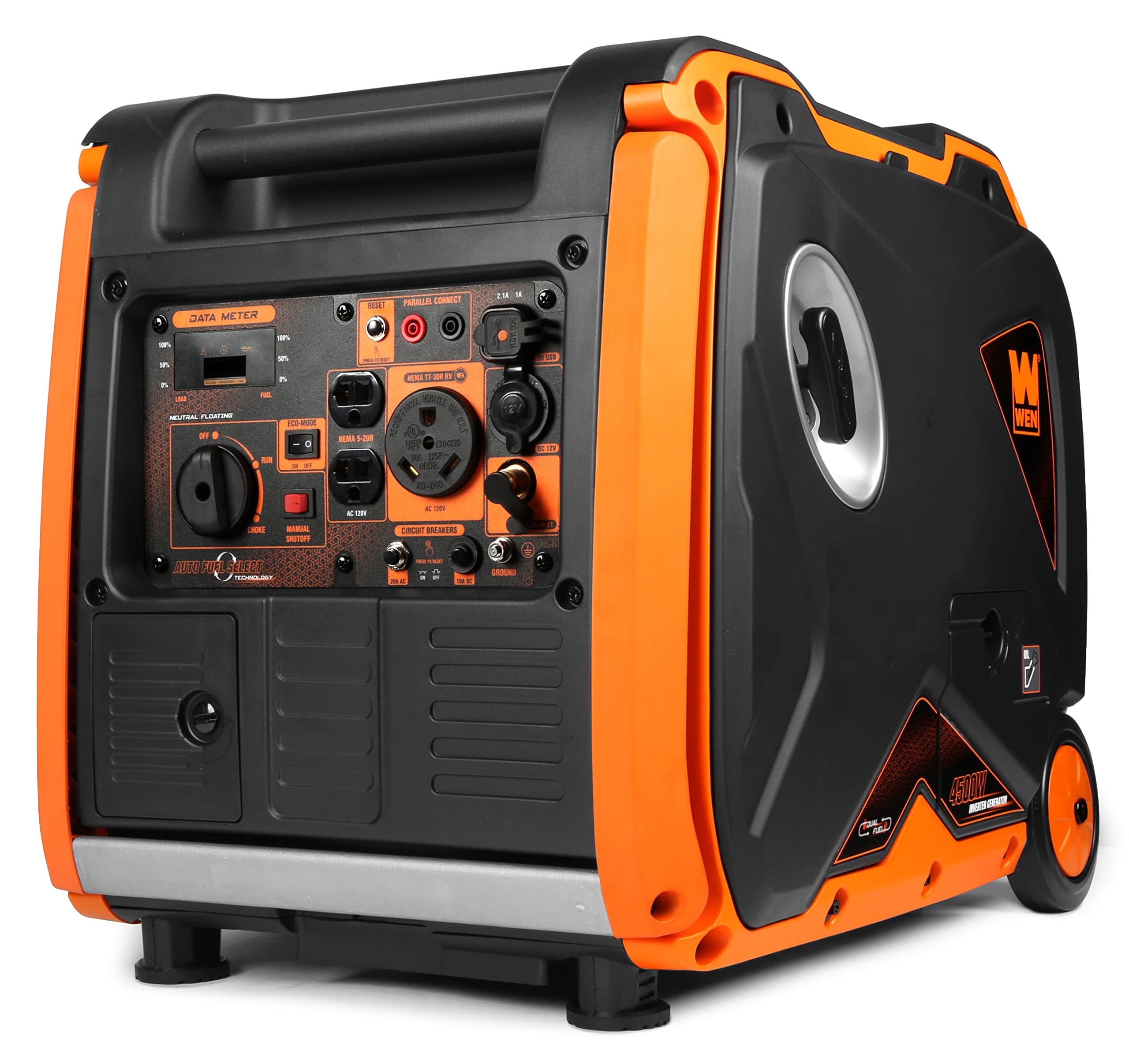 Wen Df450I Super Quiet 4500 Watt Dual Rv Ready Portable Inverter Generator With Fuel Shut Off