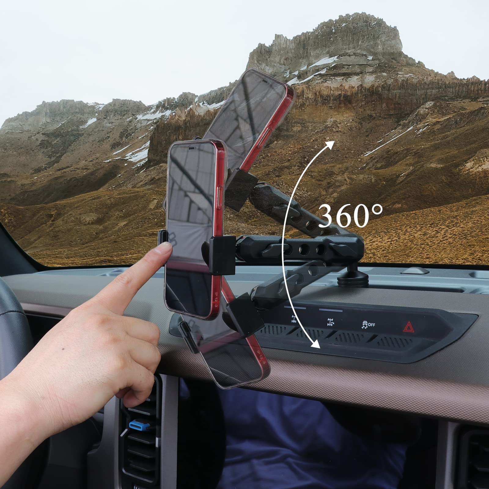 Jhd Togo For Bronco Dash Phone Holder, Phone Mount For Ford Bronco 2021 2022 2023 2024 2/4 Door Accessories,360Adjustable Phone