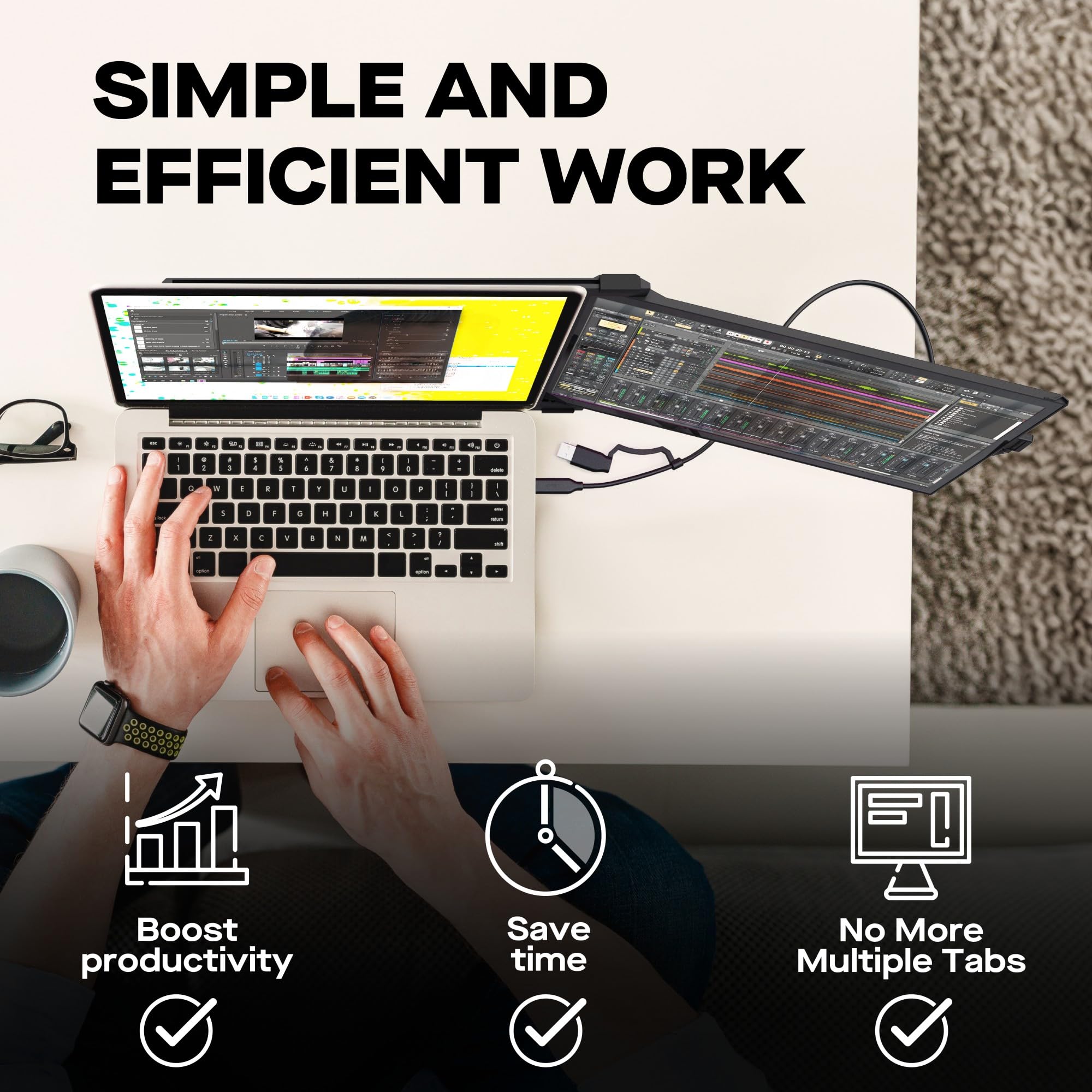 Portable Monitor For Laptops, New Mobile Pixels Duex Plus Ds 13.3'' Fhd 1080P Laptop Screen Extender, Usb C/Hdmi Plug And Play L