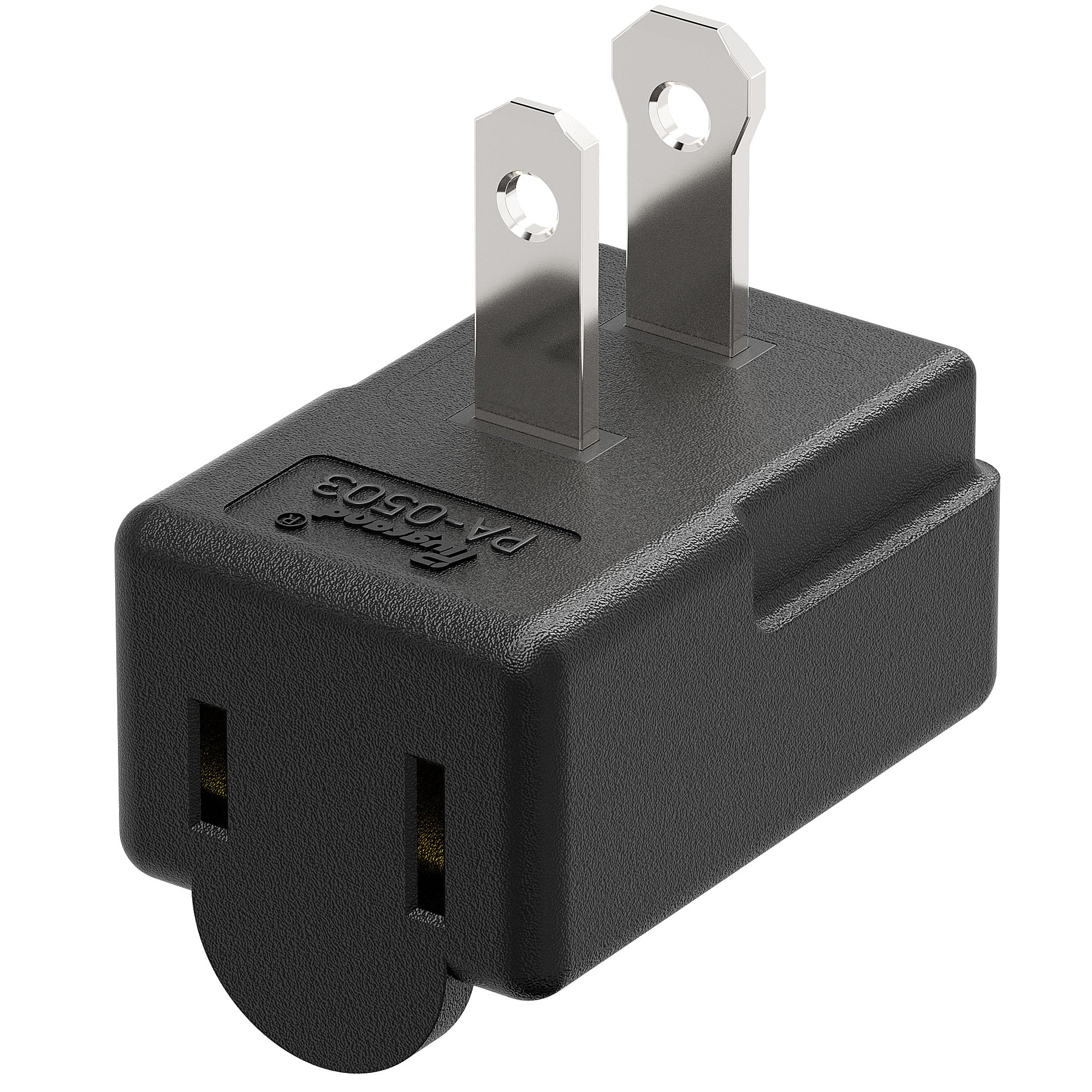 Right Angle Adapter,2 Prong 90 Degree Rightward Angled Ac Adapter, Polarized 2 Prong L Type Adapter, Vertical Right Angled Down