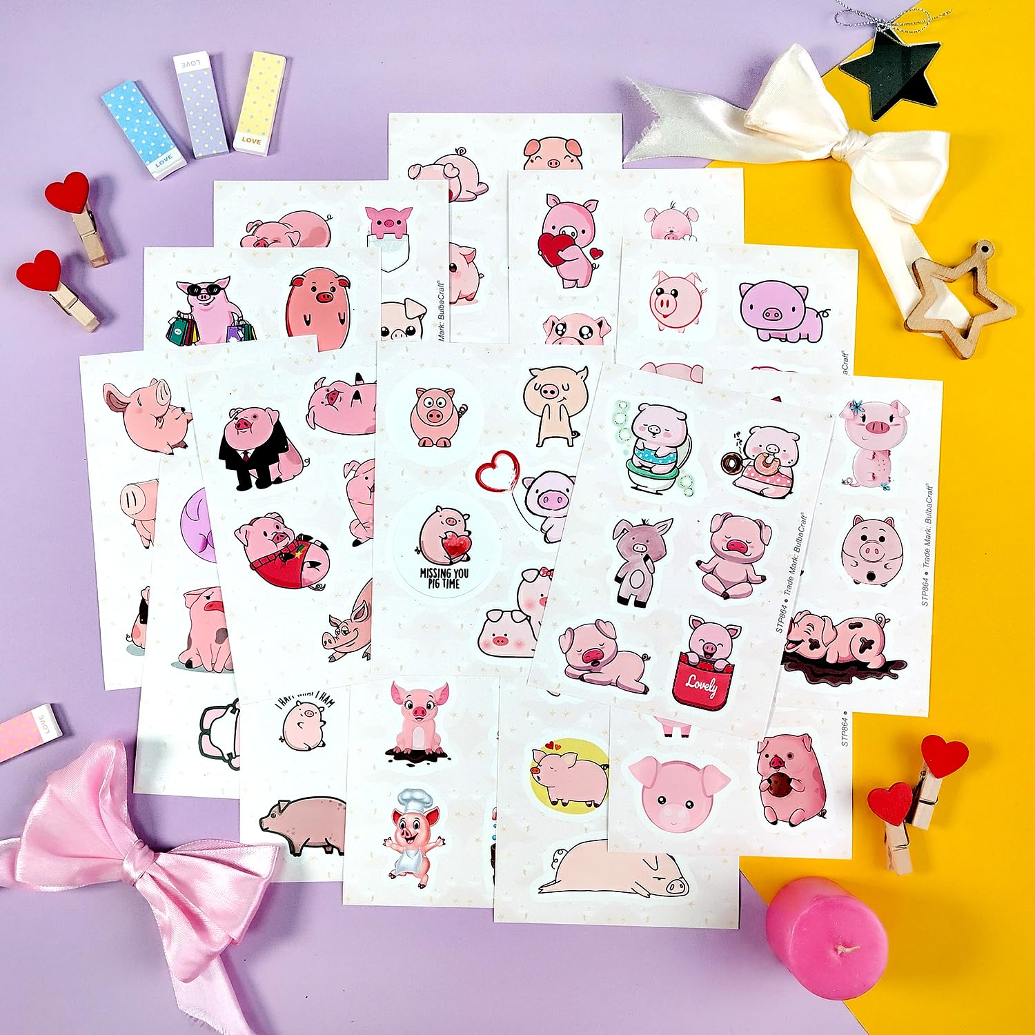 100Pcs Pig Stickers, Piggy Stickers For Water Bottle And Laptop, Pig Stuff, Pig Gifts For Pig Lovers, Pig, Pig Plush, Pig Stuffe