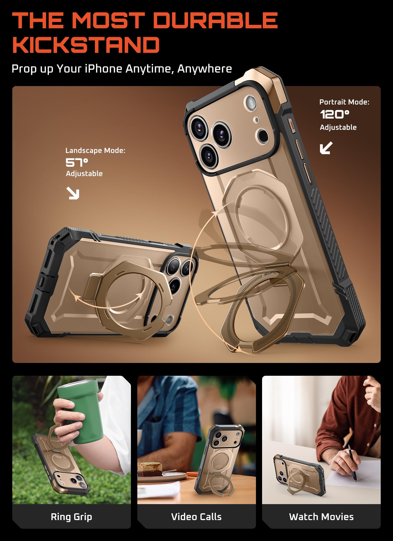 Supcase For Iphone 17 Pro Max Case With Kickstand (Unicorn Beetle Grip), [Camera Control Cover] [Compatible With Magsafe] [Milit