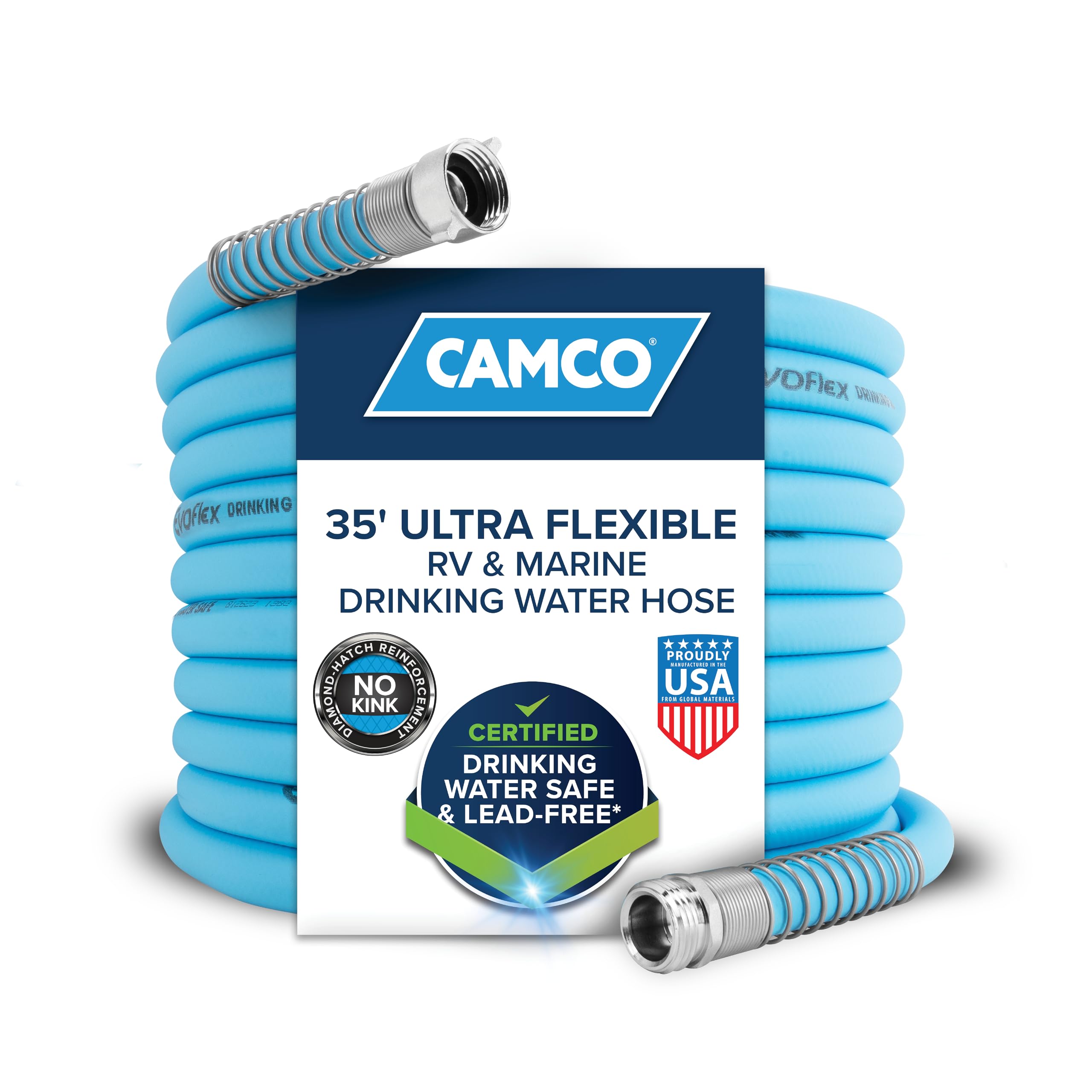 Camco Evoflex 35-Ft Rv Drinking Water Hose - Features Extra Flexible Design W/Stainless Steel Strain Relief Ends - Lead-Free, Bp,WBAUVB08BSQCR6H