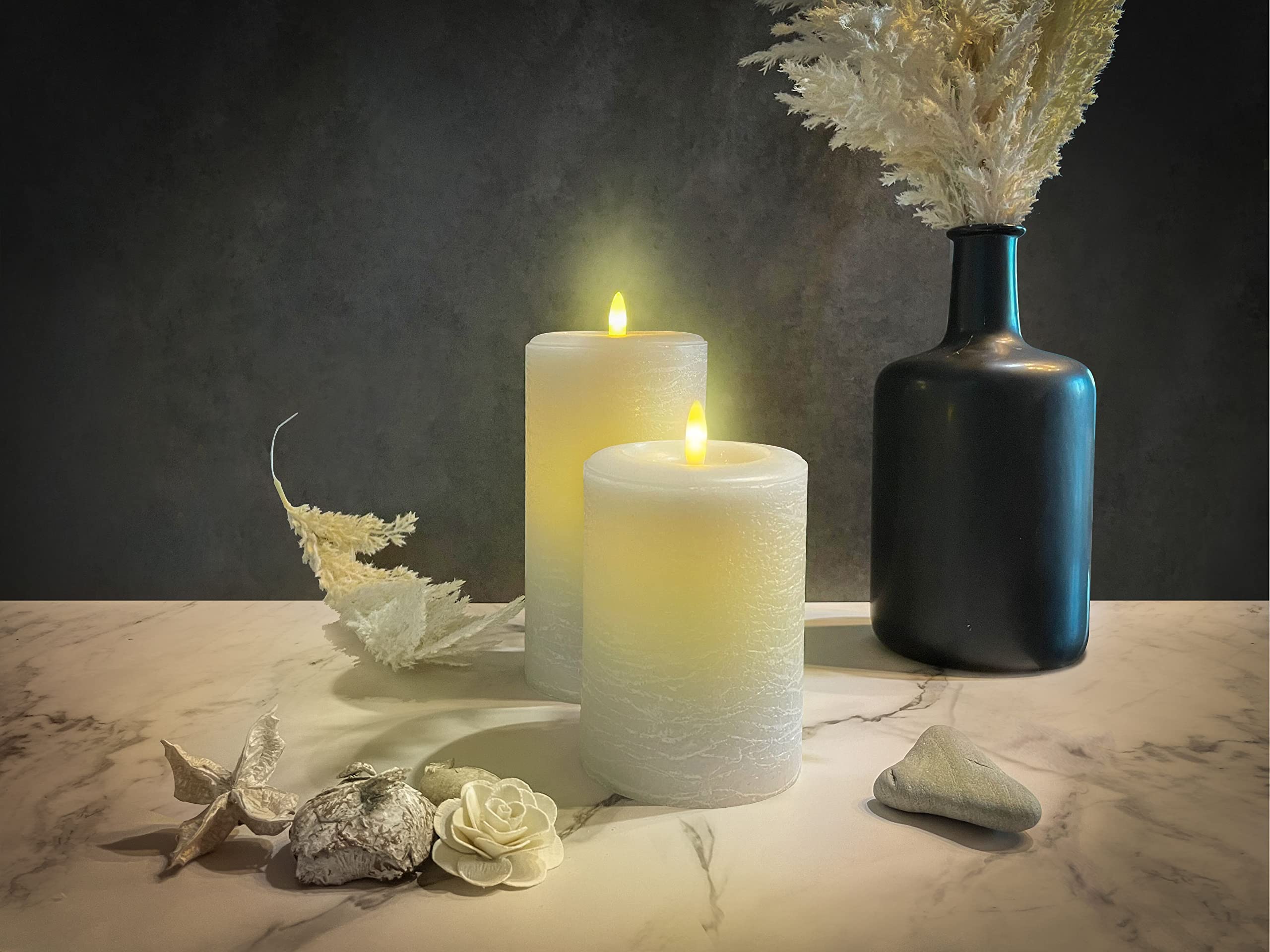 Lumipur Signature Natural Glow Flickering Flameless Led Wax Pillar Candle (3.5'' X 5'', Gray Fog)
