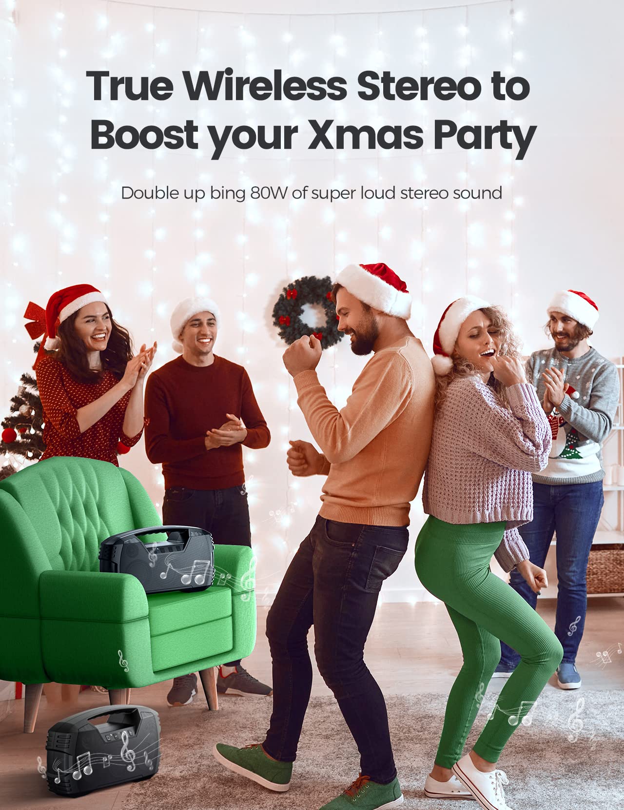 Ipx7 Waterproof Bluetooth Speaker, 40W(60 Peak) Portable Wireless Speakers With Subwoofer, 32H Playtime, Stereo Loud Sound, Deep