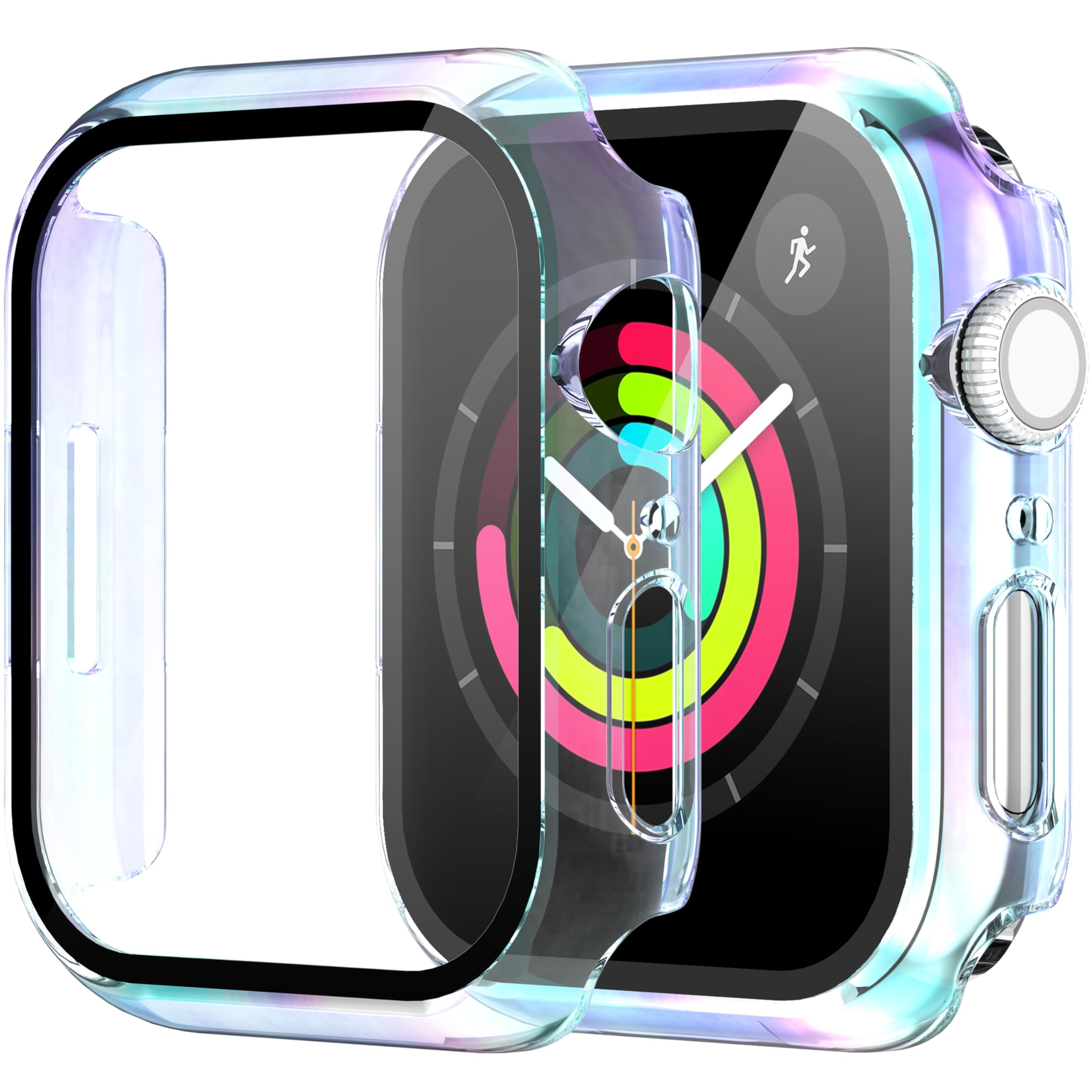 Diruite 2 Pack For Apple Watch Series 8/7/6/5/4/3/2/1 38Mm All Around Screen Protector Case, Tempered Glass Screen Protector Cas