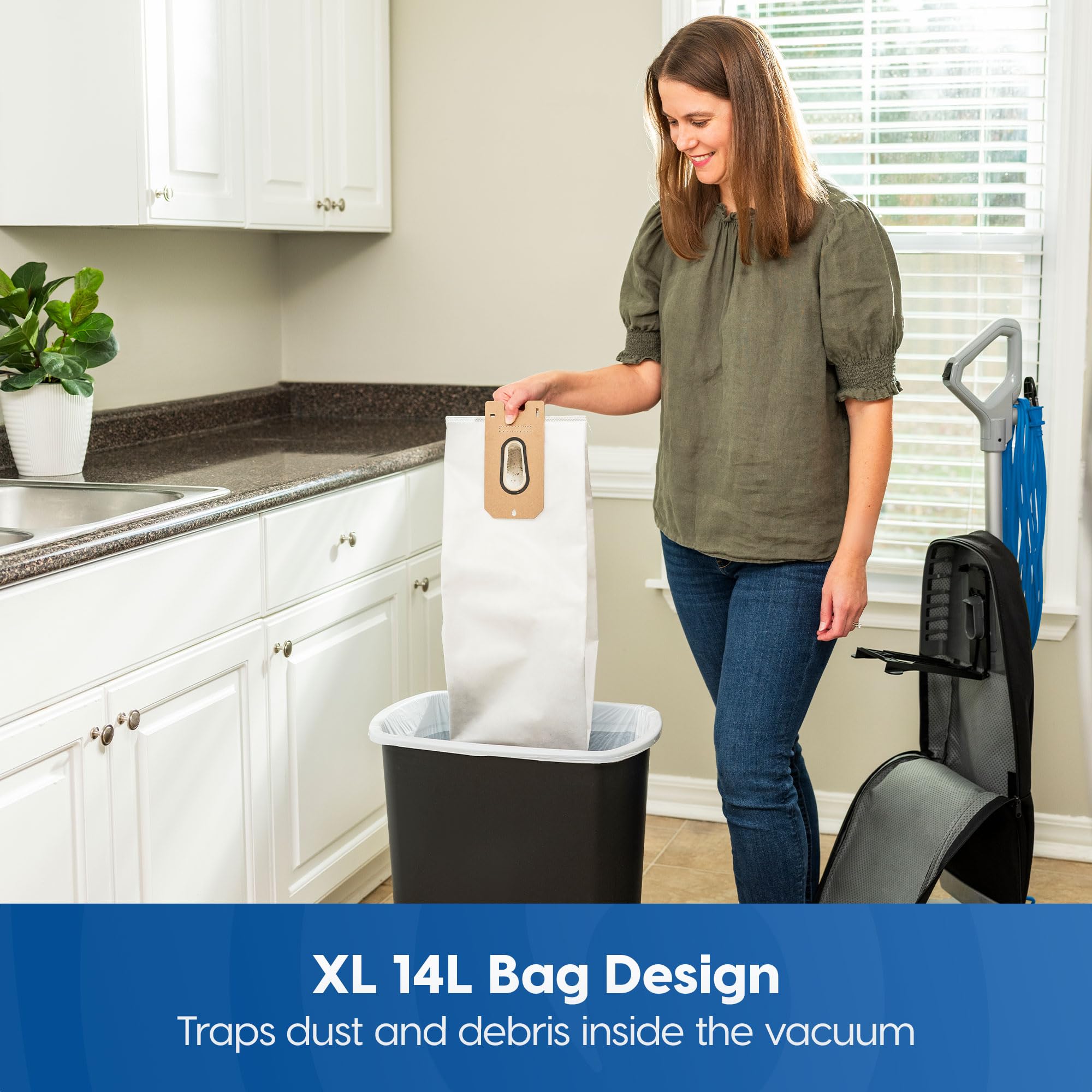 Vacmaster Ub0402 Commercial Vacuum Cleaner Ultra Lightweight 14L Capacity Bagged Upright Vac With Led Headlight And 2 Speed Sett