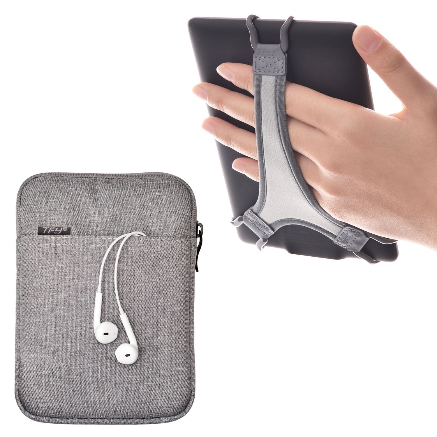 Tfy E Reader Protective Pouch Bag With Zip Closure, Plus Bonus Hand Strap Holder For 6 Inch E Readers   Kindle 6 Inch/Paperwhite