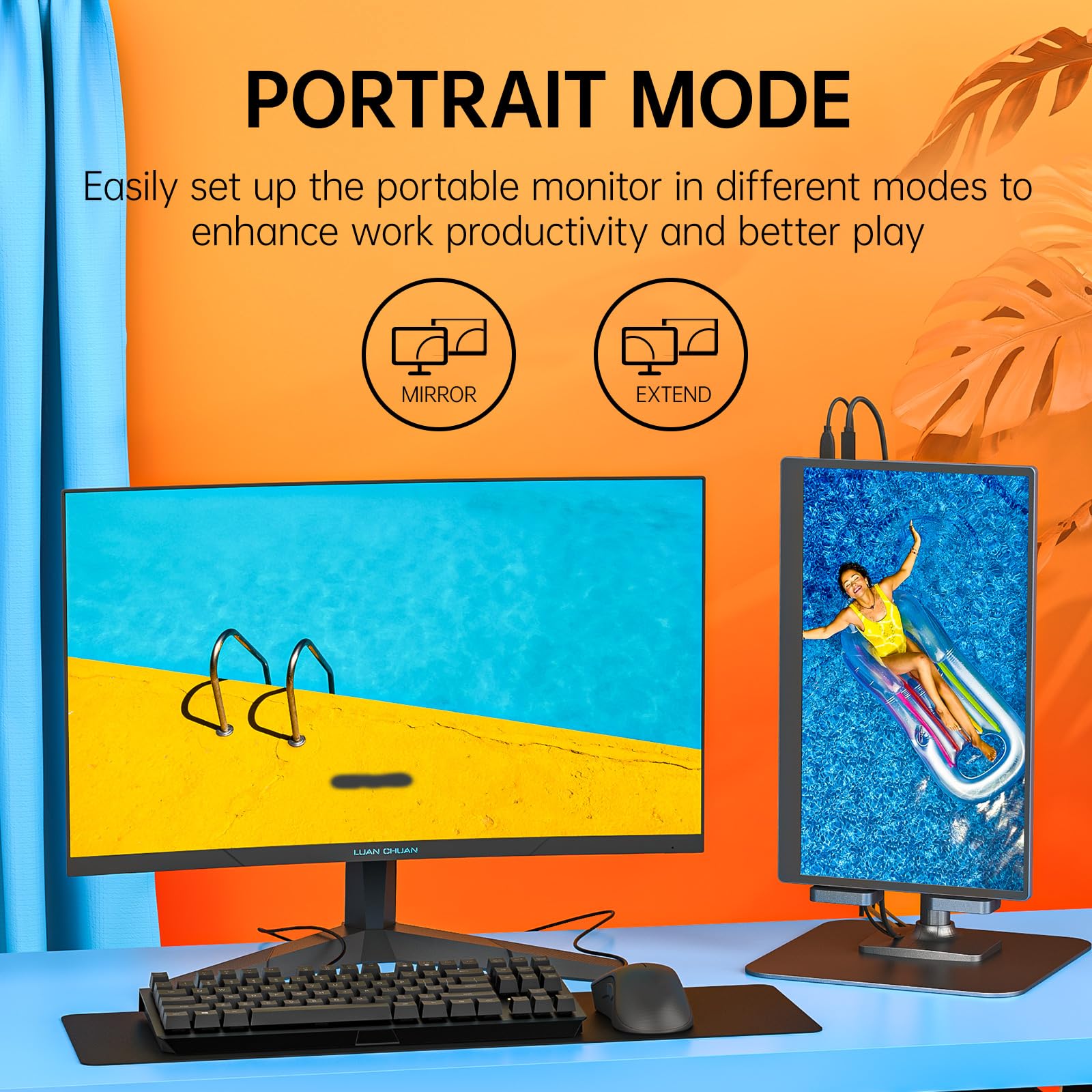 Upperizon Portable Monitor 15.6 Inch 1080P Fhd Hdr Ips Travel Monitor Hdmi Usb C Portable Monitor For Laptop Macbook Pc Surface