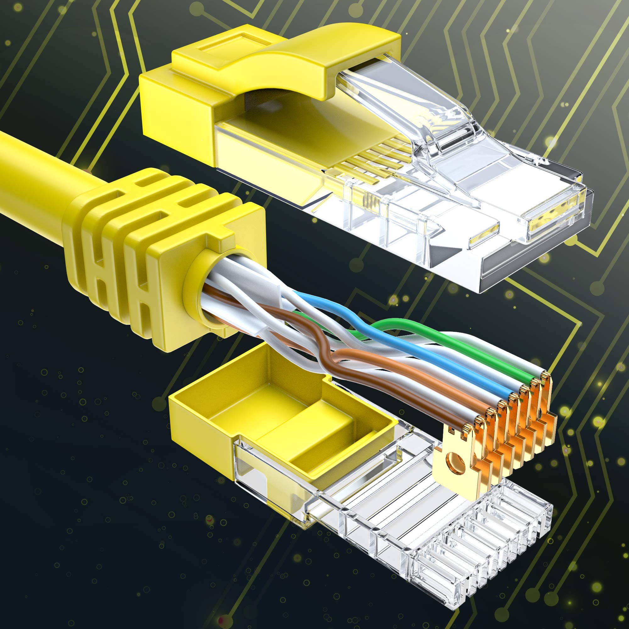 Maximm Cat 6 Ethernet Cable 250 Ft, 100% Pure Copper, Cat6 Cable Lan Cable, Internet Cable, Patch Cable And Network Cable   Utp (Yellow) 250 Feet